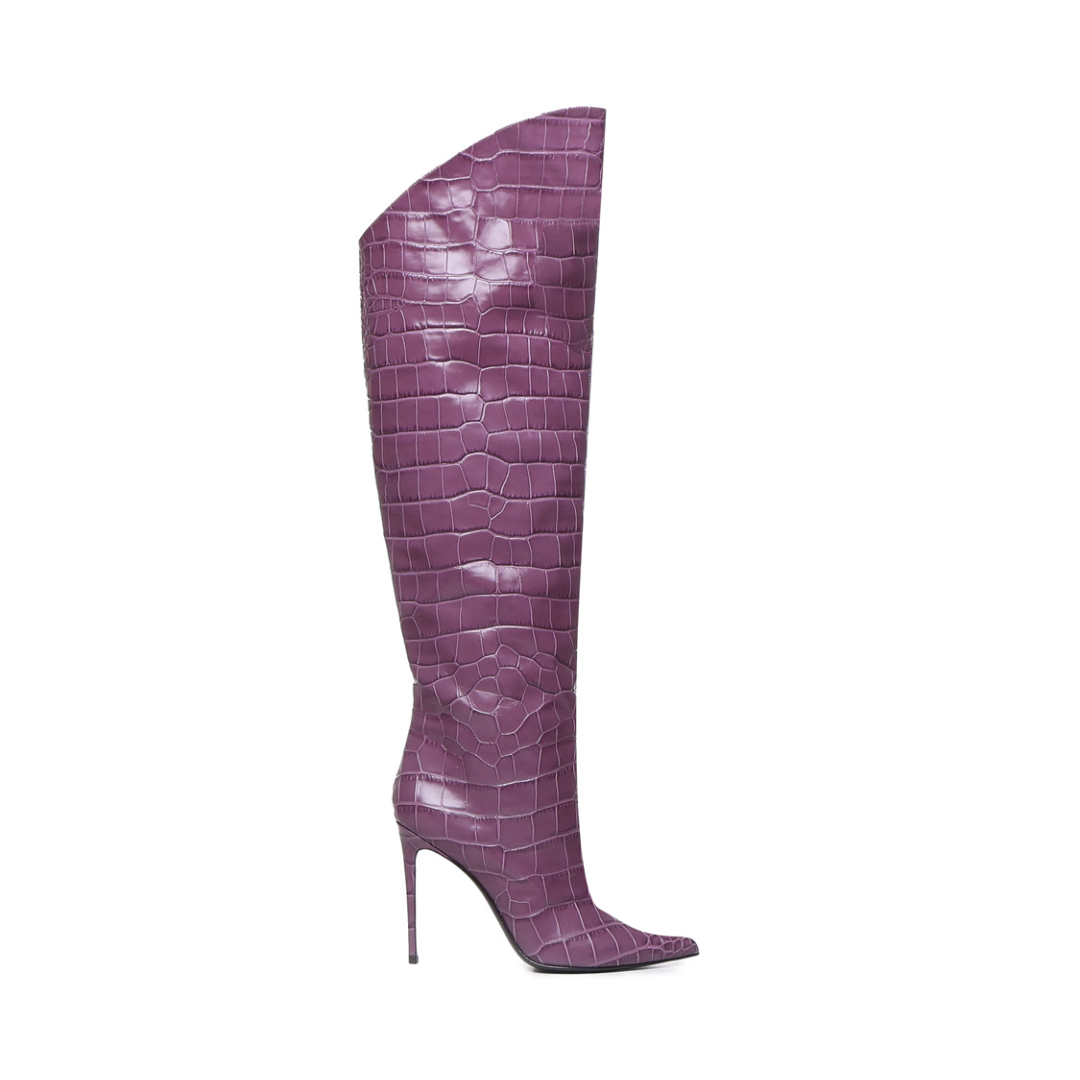 Elise Hohe Stiefel | Erdöl | Stampa Coccodrillo | Frau