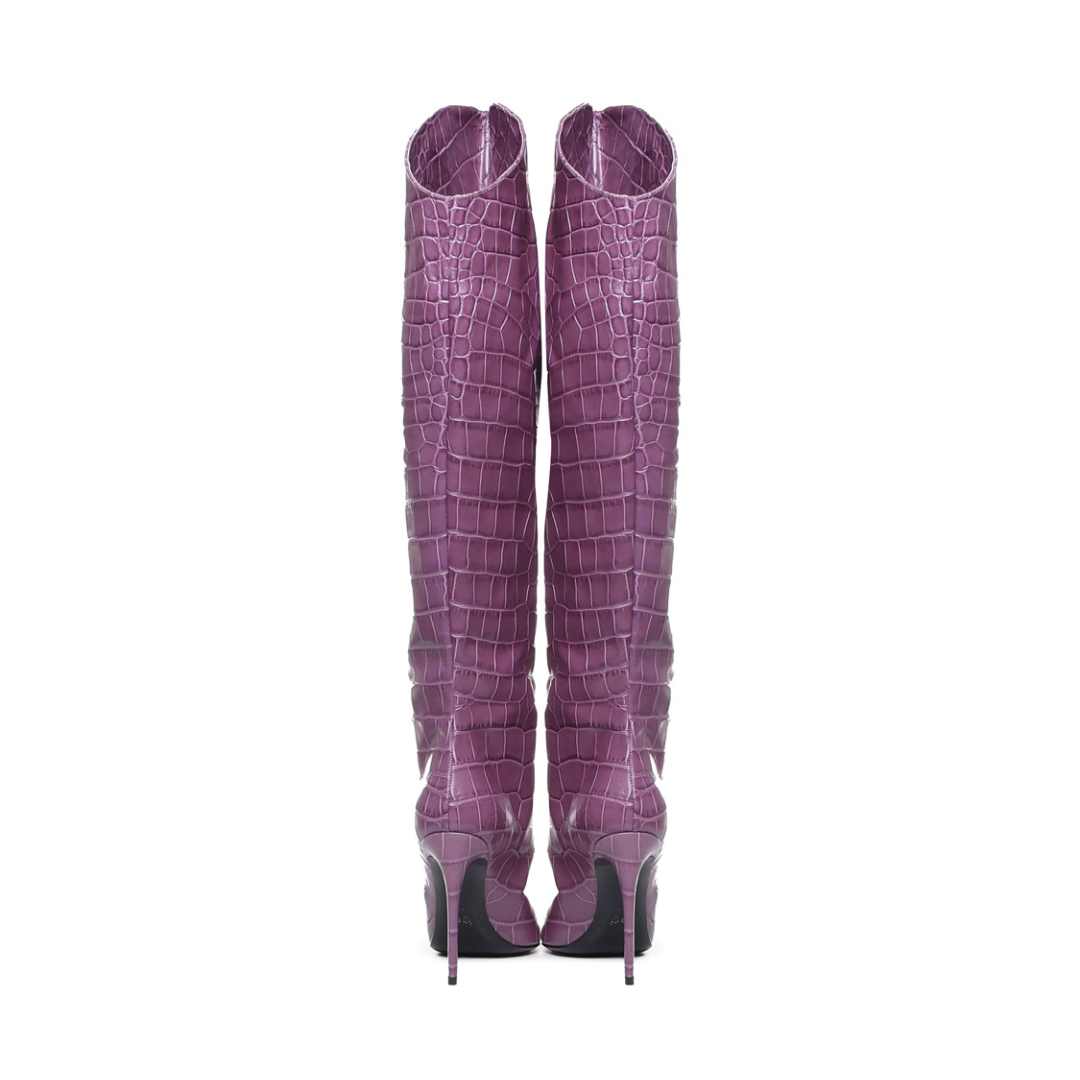 Elise Hohe Stiefel | Erdöl | Stampa Coccodrillo | Frau