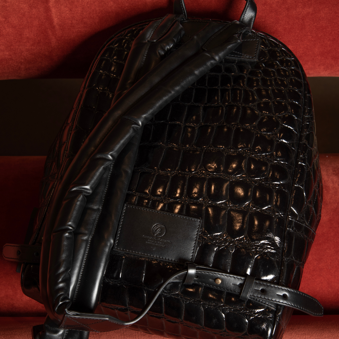 <tc>Falcon Backpack | Crocodile-Effect Embossed Leather
</tc>