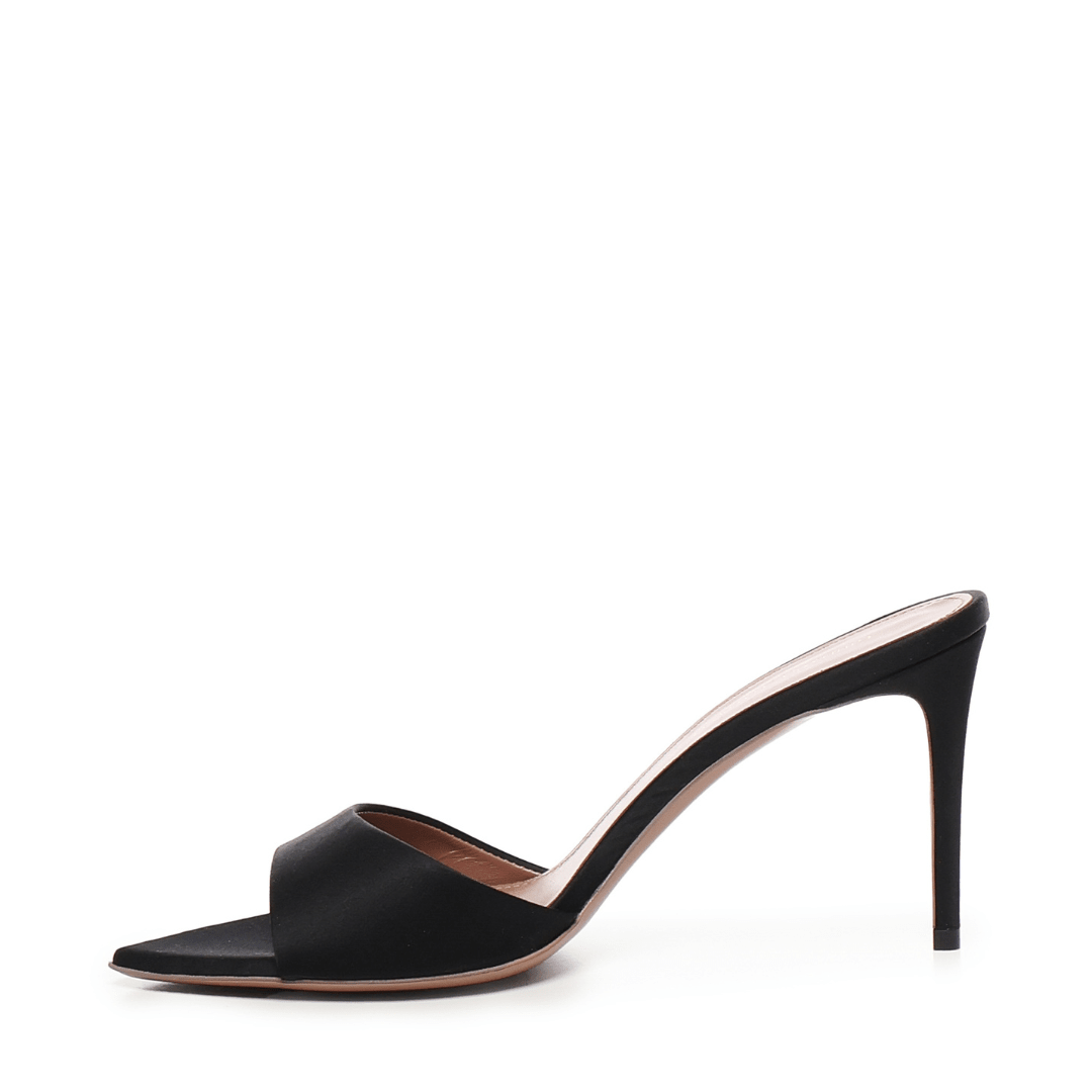 Alixia Sandal | In satin | Black - Giuliano Galiano | Handcrafted Luxury Sneakers Made In Italy