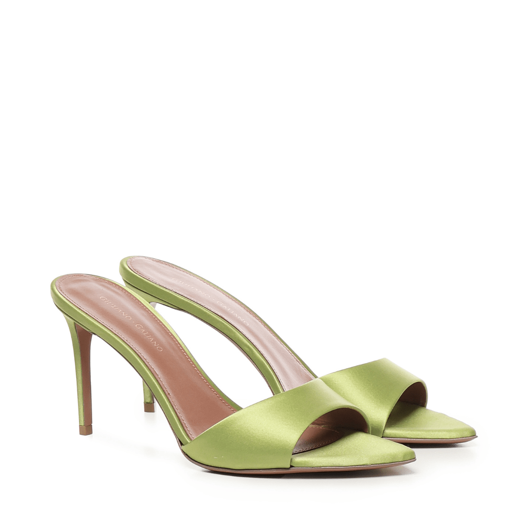 Alixia Sandal | In satin | Lime - Giuliano Galiano | Handcrafted Luxury Sneakers Made In Italy