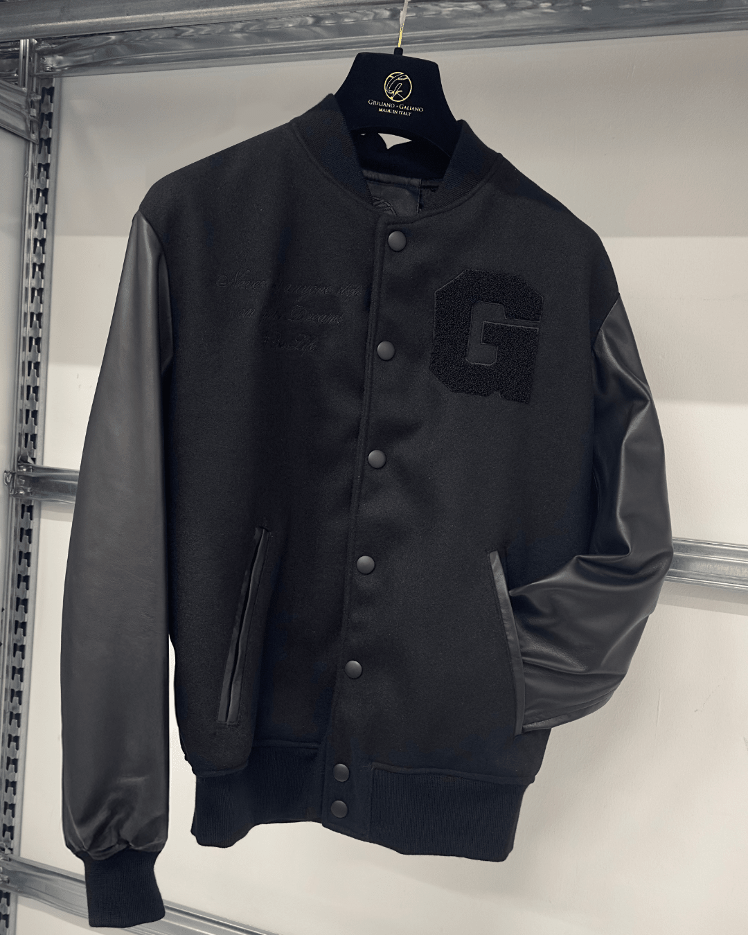 Bosslife Varsity Jacket | Black - Giuliano Galiano | Handcrafted Luxury Sneakers Made In Italy