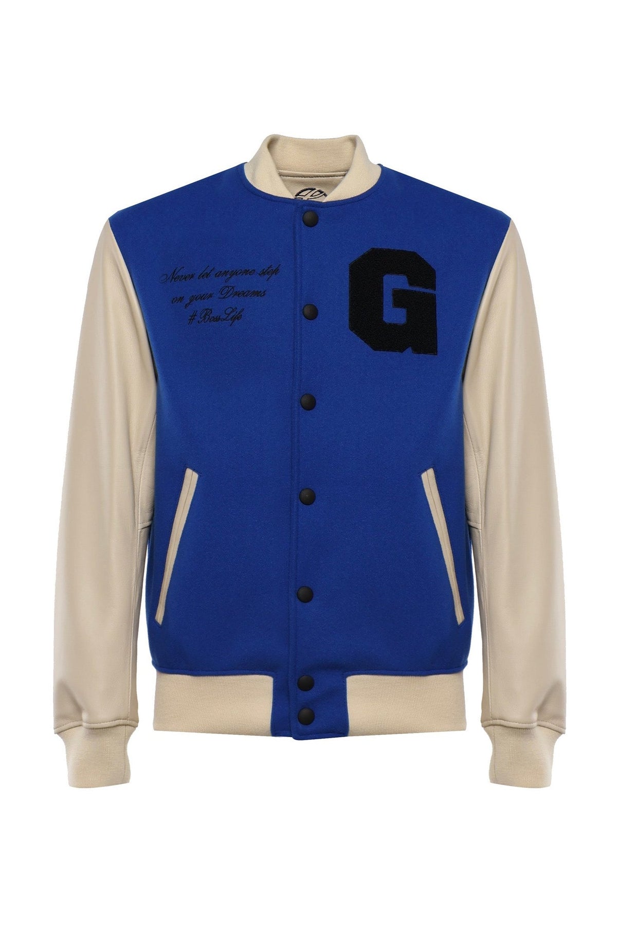 Bosslife Varsity Jacket | Blue - Giuliano Galiano | Handcrafted Luxury Sneakers Made In Italy
