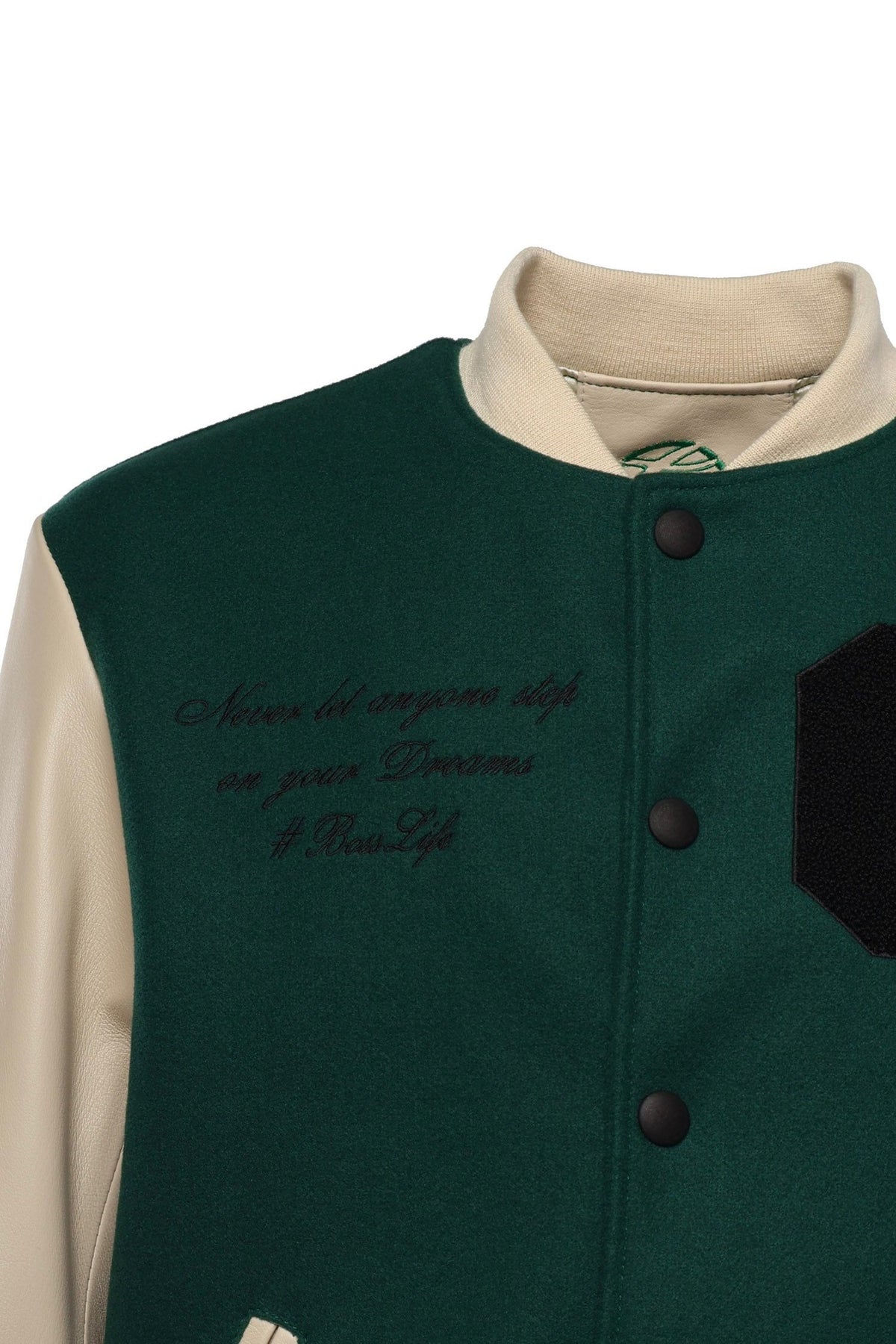 Bosslife Varsity Jacket | Green - Giuliano Galiano | Handcrafted Luxury Sneakers Made In Italy