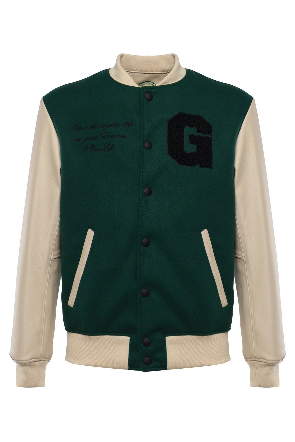 Bosslife Varsity Jacket | Green - Giuliano Galiano | Handcrafted Luxury Sneakers Made In Italy