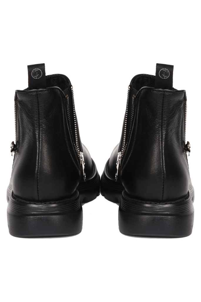 Diamond Bufalo Ankle Boots | Black | Leather - Giuliano Galiano | Handcrafted Luxury Sneakers Made In Italy