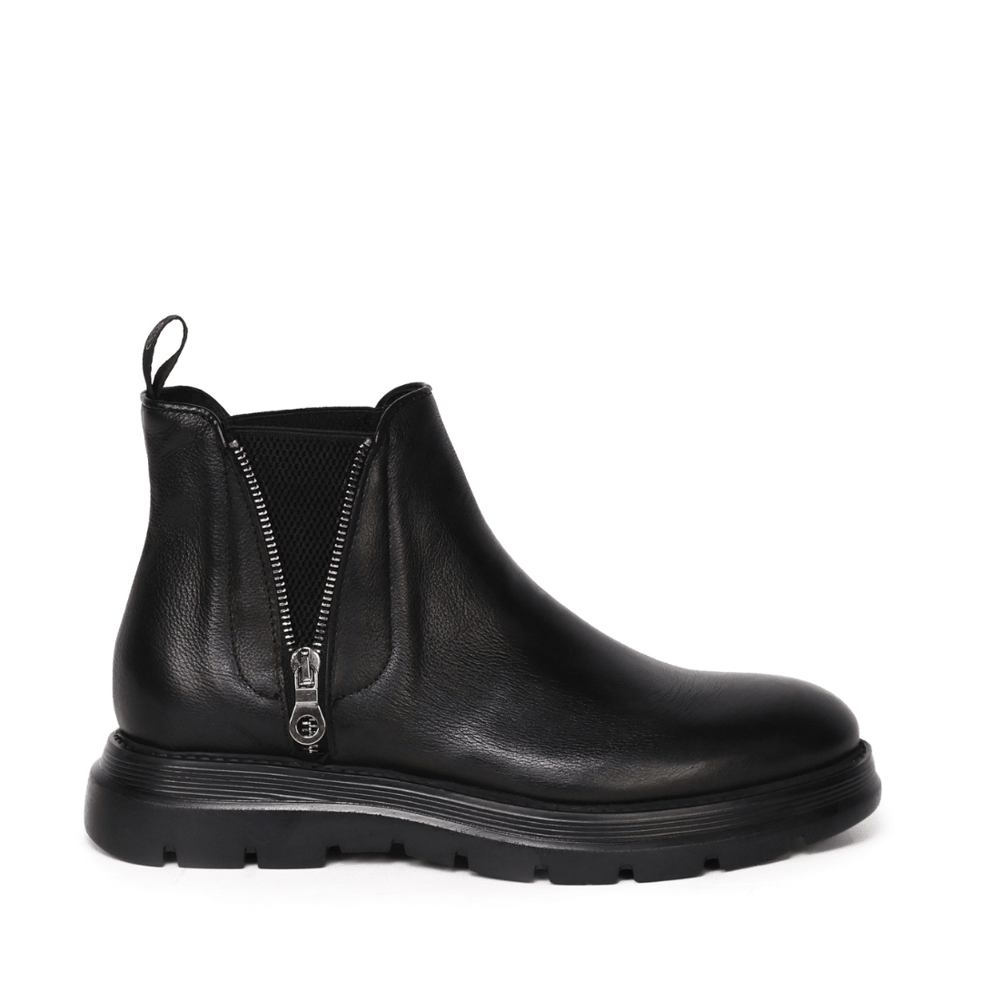 Diamond Bufalo Ankle Boots | Black | Leather - Giuliano Galiano | Handcrafted Luxury Sneakers Made In Italy