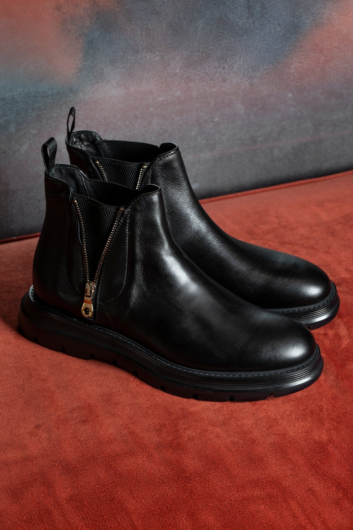 Diamond Bufalo Ankle Boots | Black | Leather - Giuliano Galiano | Handcrafted Luxury Sneakers Made In Italy