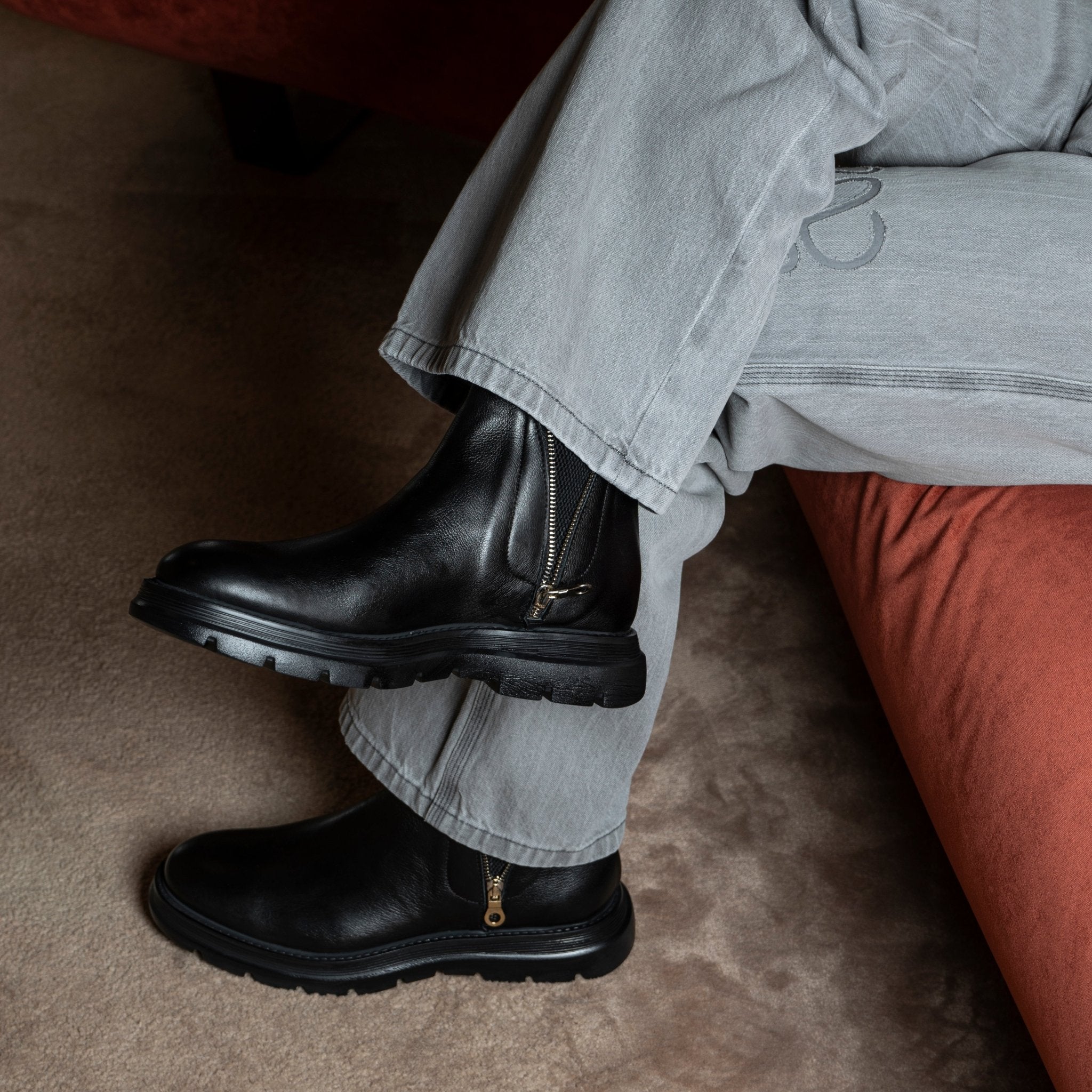 Diamond Bufalo Ankle Boots | Black | Leather - Giuliano Galiano | Handcrafted Luxury Sneakers Made In Italy