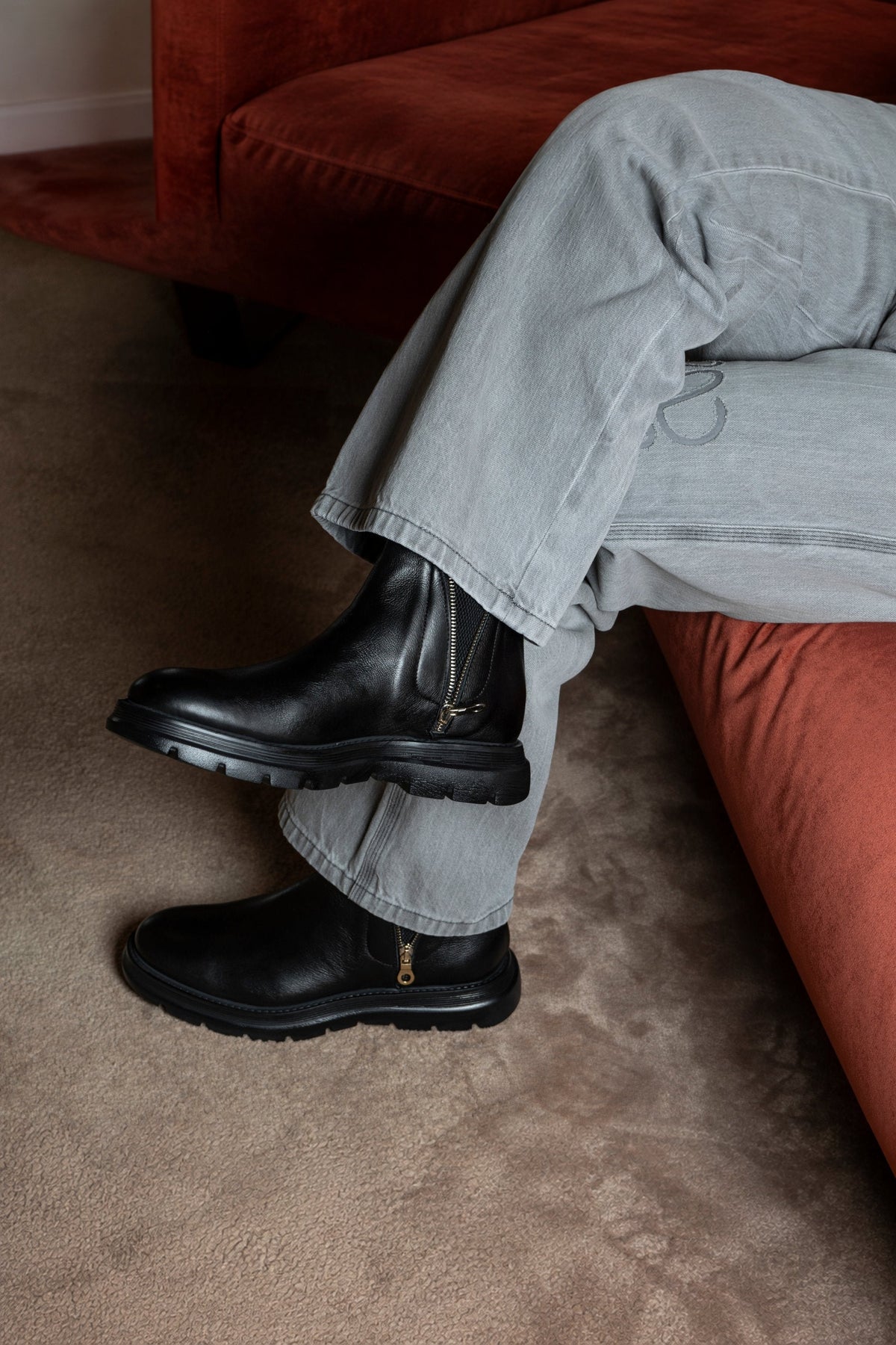 Diamond Bufalo Ankle Boots | Black | Leather - Giuliano Galiano | Handcrafted Luxury Sneakers Made In Italy