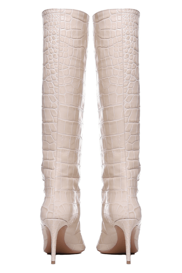 Elise High Boots | Natural | Stampa Coccodrillo | Woman - Giuliano Galiano | Handcrafted Luxury Sneakers Made In Italy
