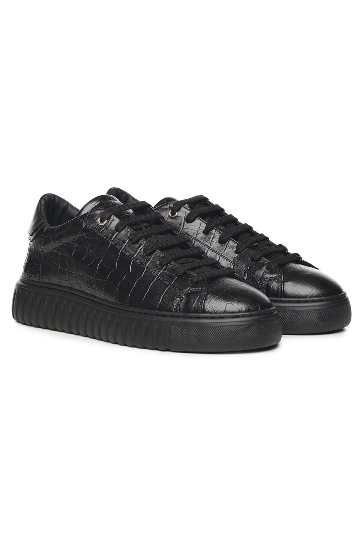 Mars | Crock leather | Black - Giuliano Galiano | Handcrafted Luxury Sneakers Made In Italy