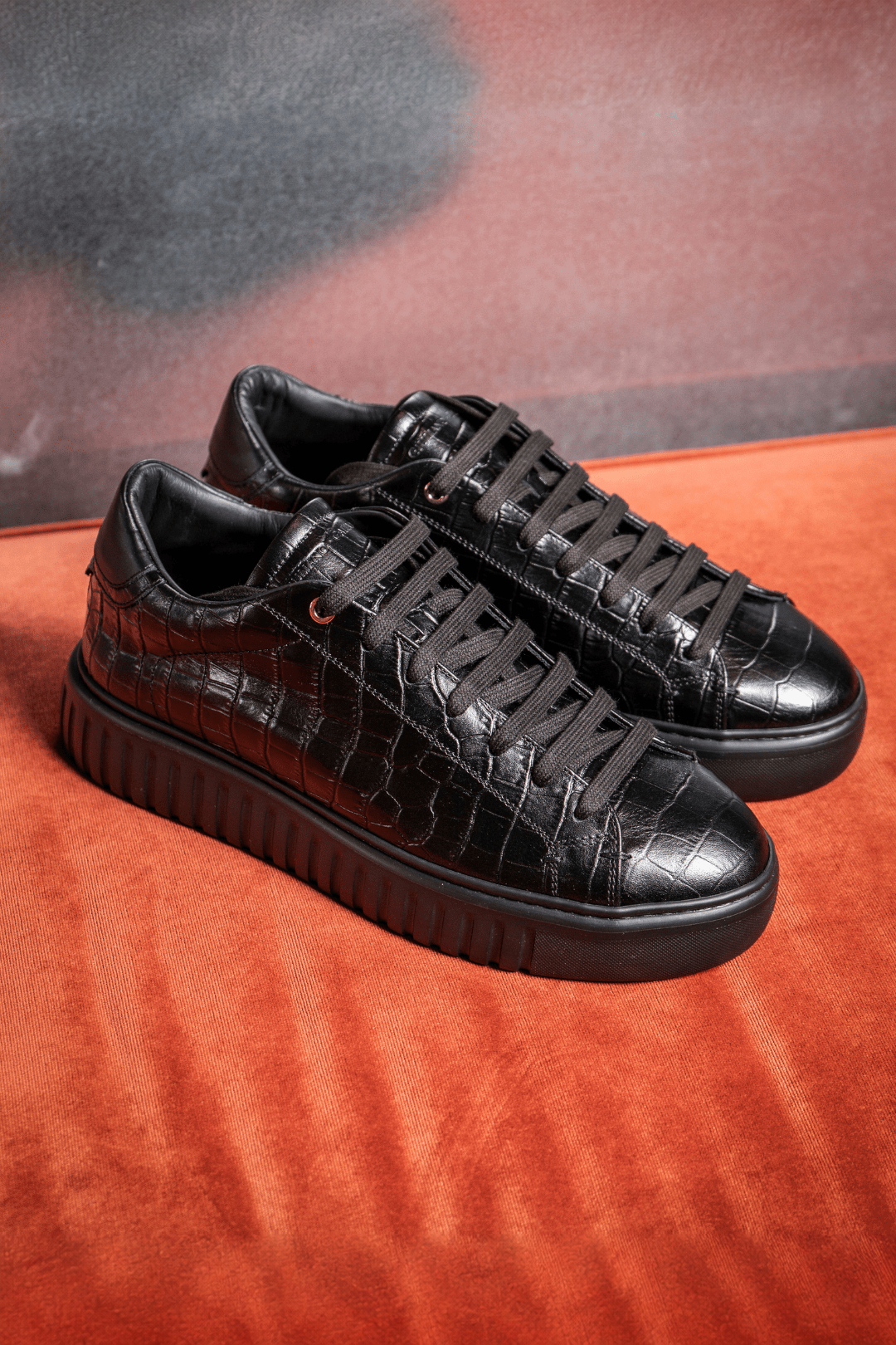 Mars | Crock leather | Black - Giuliano Galiano | Handcrafted Luxury Sneakers Made In Italy