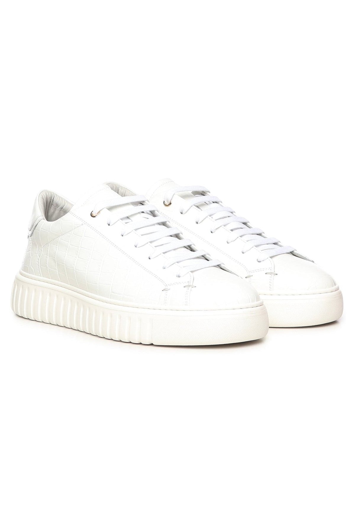 Mars | Crock Leather | White - Giuliano Galiano | Handcrafted Luxury Sneakers Made In Italy