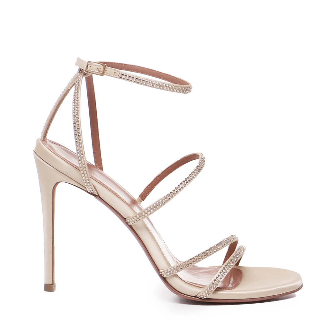 Mary Sandals | Satin | Platinum - Giuliano Galiano | Handcrafted Luxury Sneakers Made In Italy