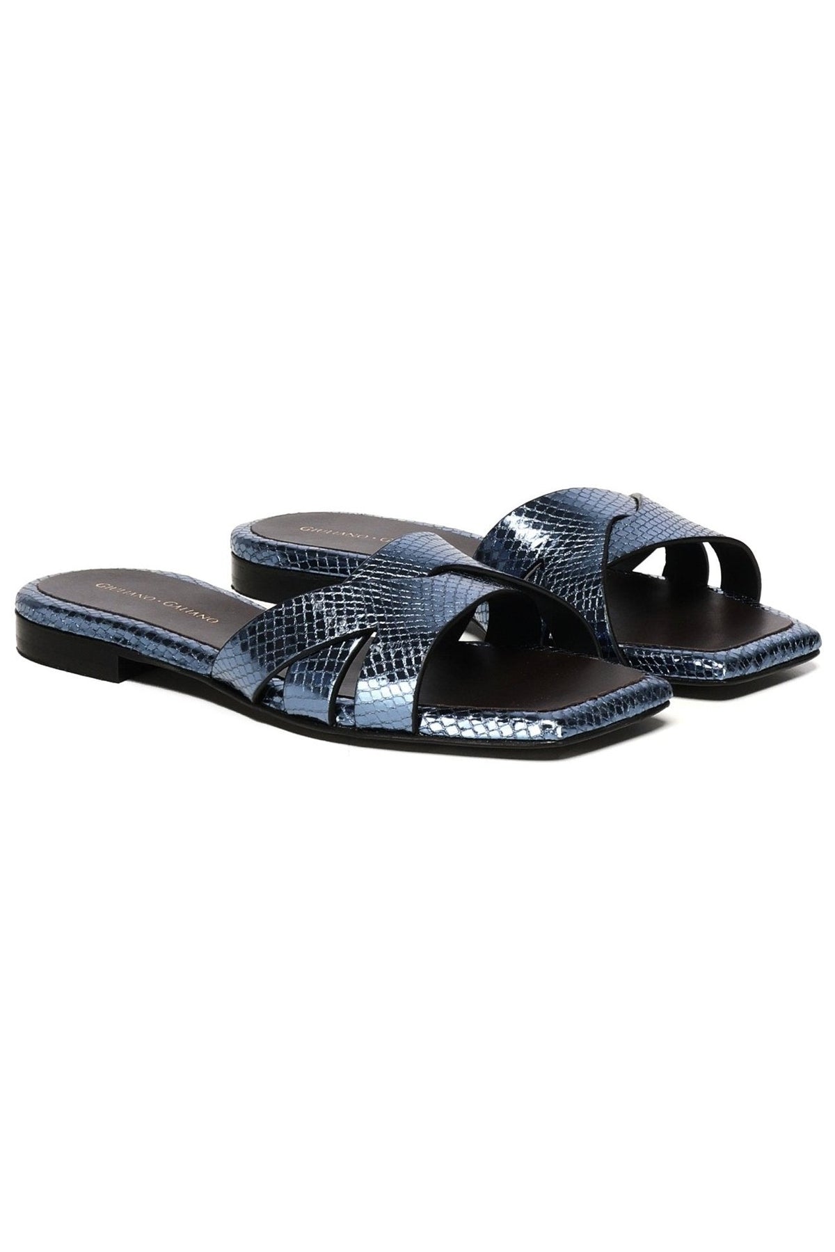 Miryam Flat Sandals | Blue - Giuliano Galiano | Handcrafted Luxury Sneakers Made In Italy