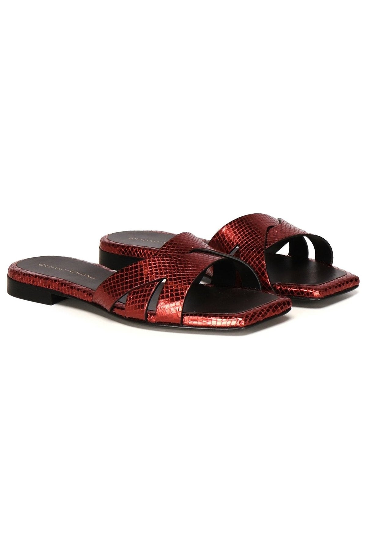 Miryam Flat Sandals | Bordeaux - Giuliano Galiano | Handcrafted Luxury Sneakers Made In Italy