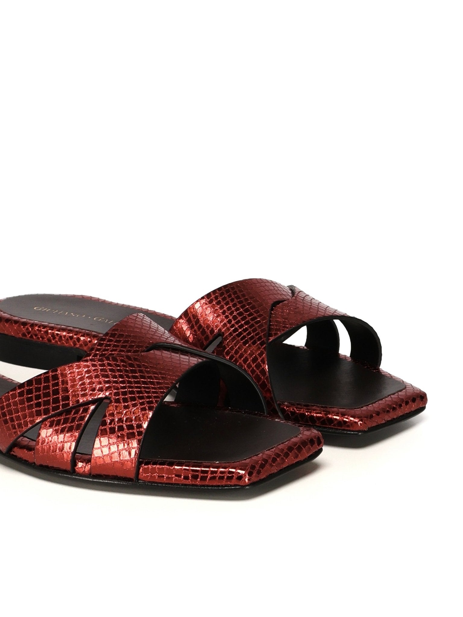 Miryam Flat Sandals | Bordeaux - Giuliano Galiano | Handcrafted Luxury Sneakers Made In Italy