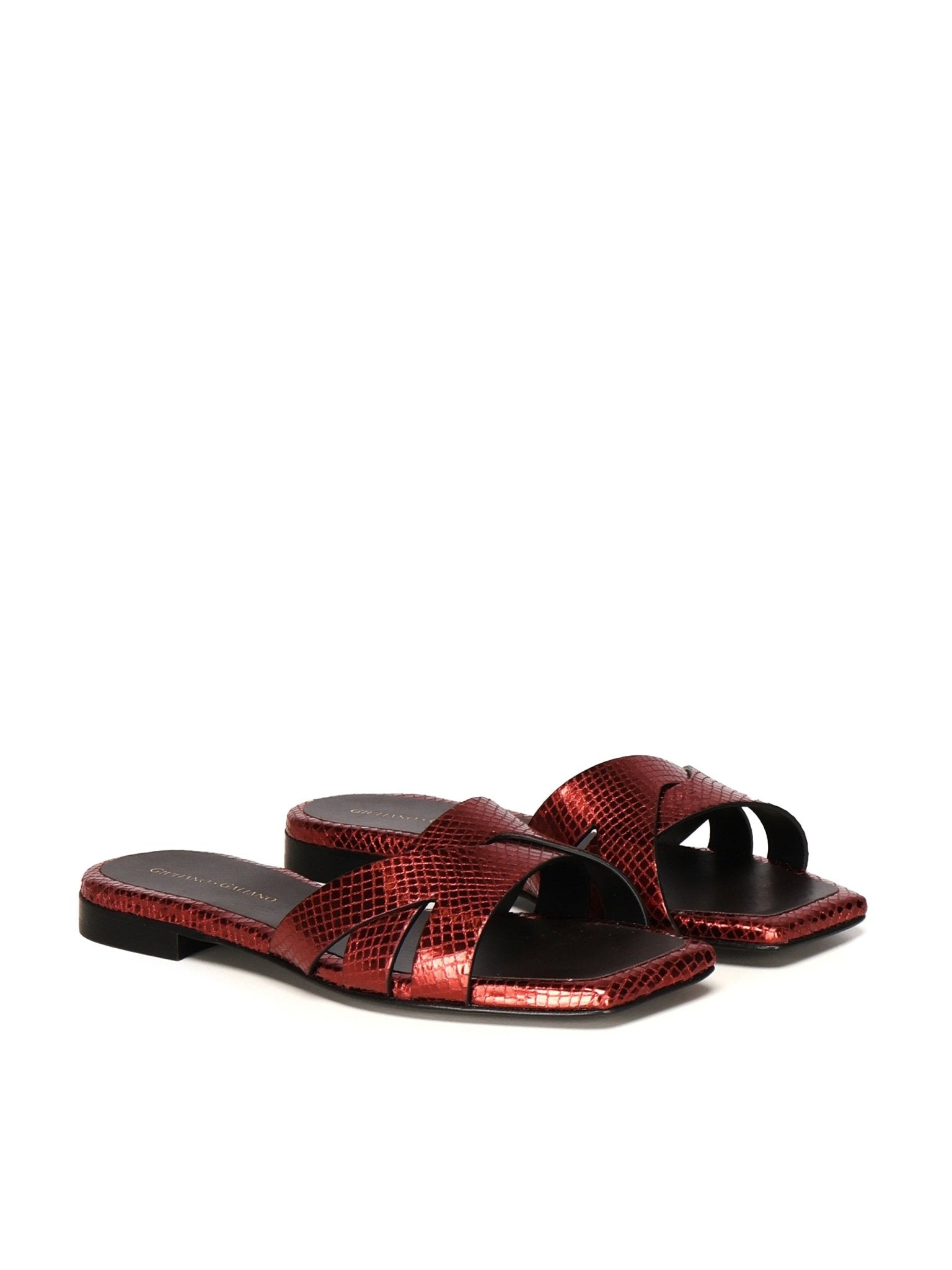 Miryam Flat Sandals | Bordeaux - Giuliano Galiano | Handcrafted Luxury Sneakers Made In Italy