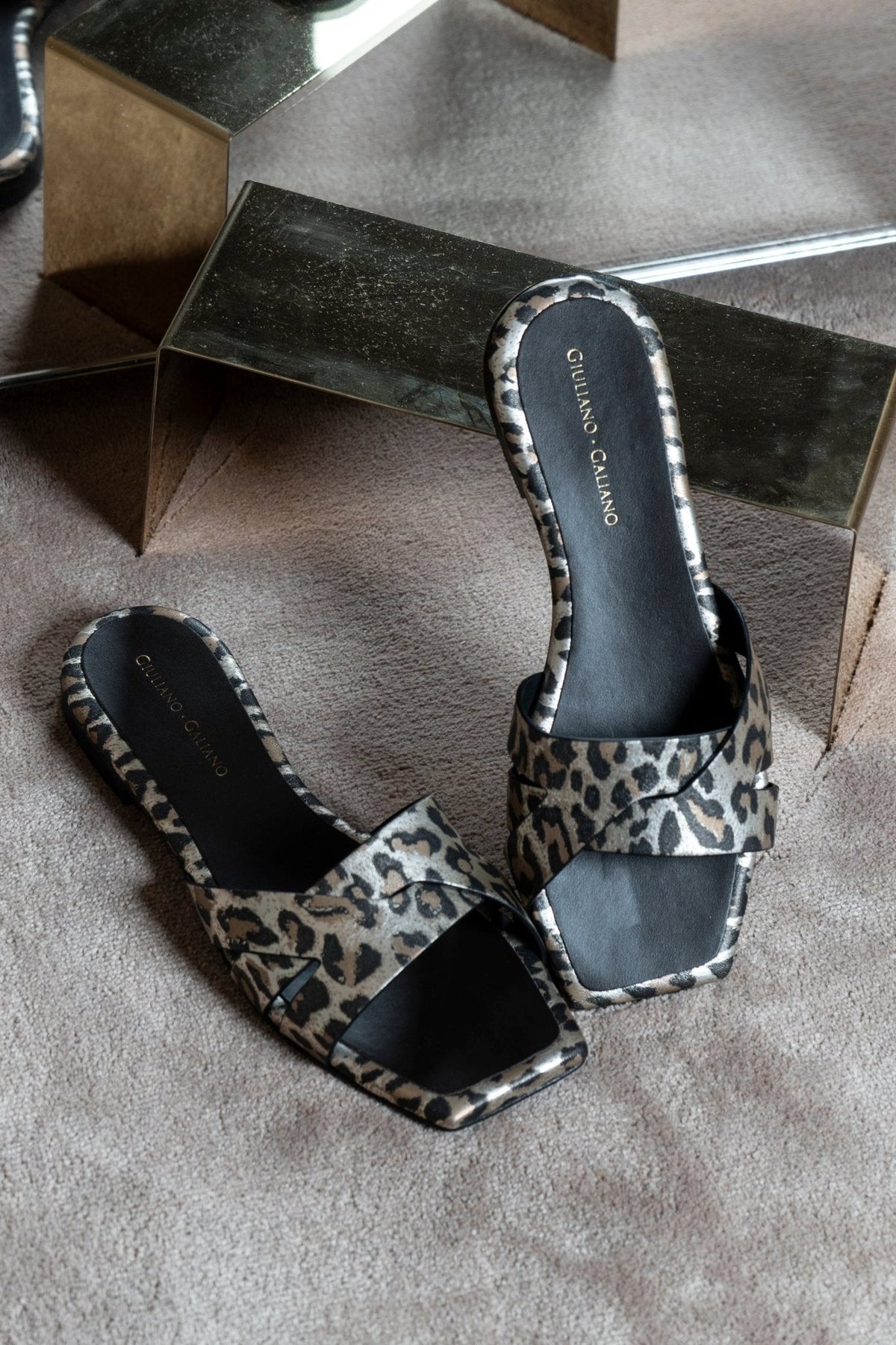 Miryam Flat Sandals | Leopard - Giuliano Galiano | Handcrafted Luxury Sneakers Made In Italy