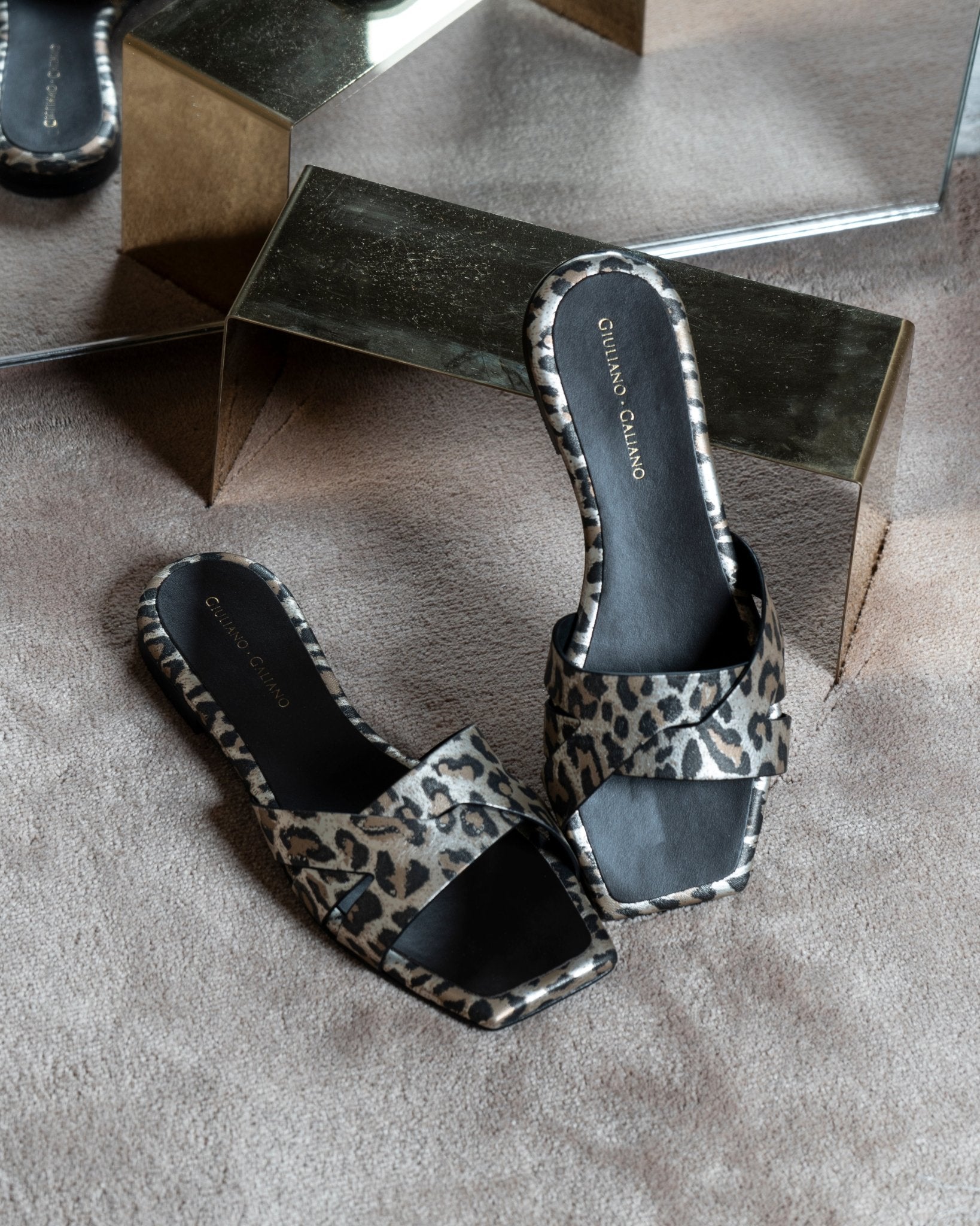 Miryam Flat Sandals | Leopard - Giuliano Galiano | Handcrafted Luxury Sneakers Made In Italy