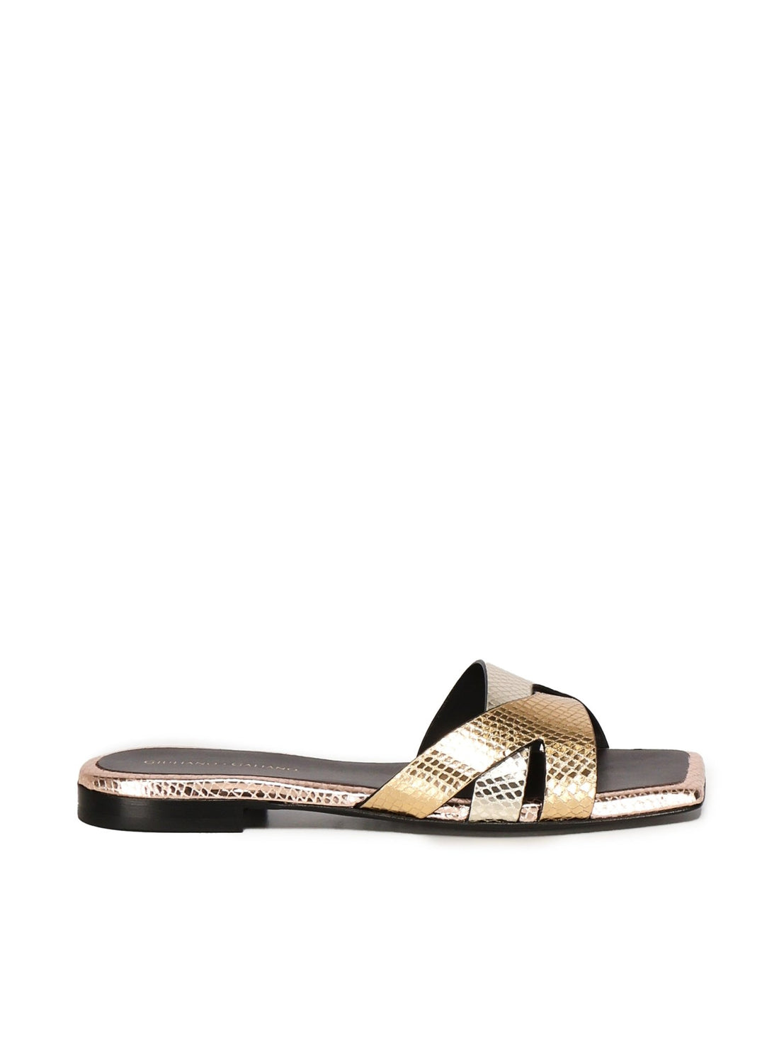 Miryam Flat Sandals | Platinum - Giuliano Galiano | Handcrafted Luxury Sneakers Made In Italy