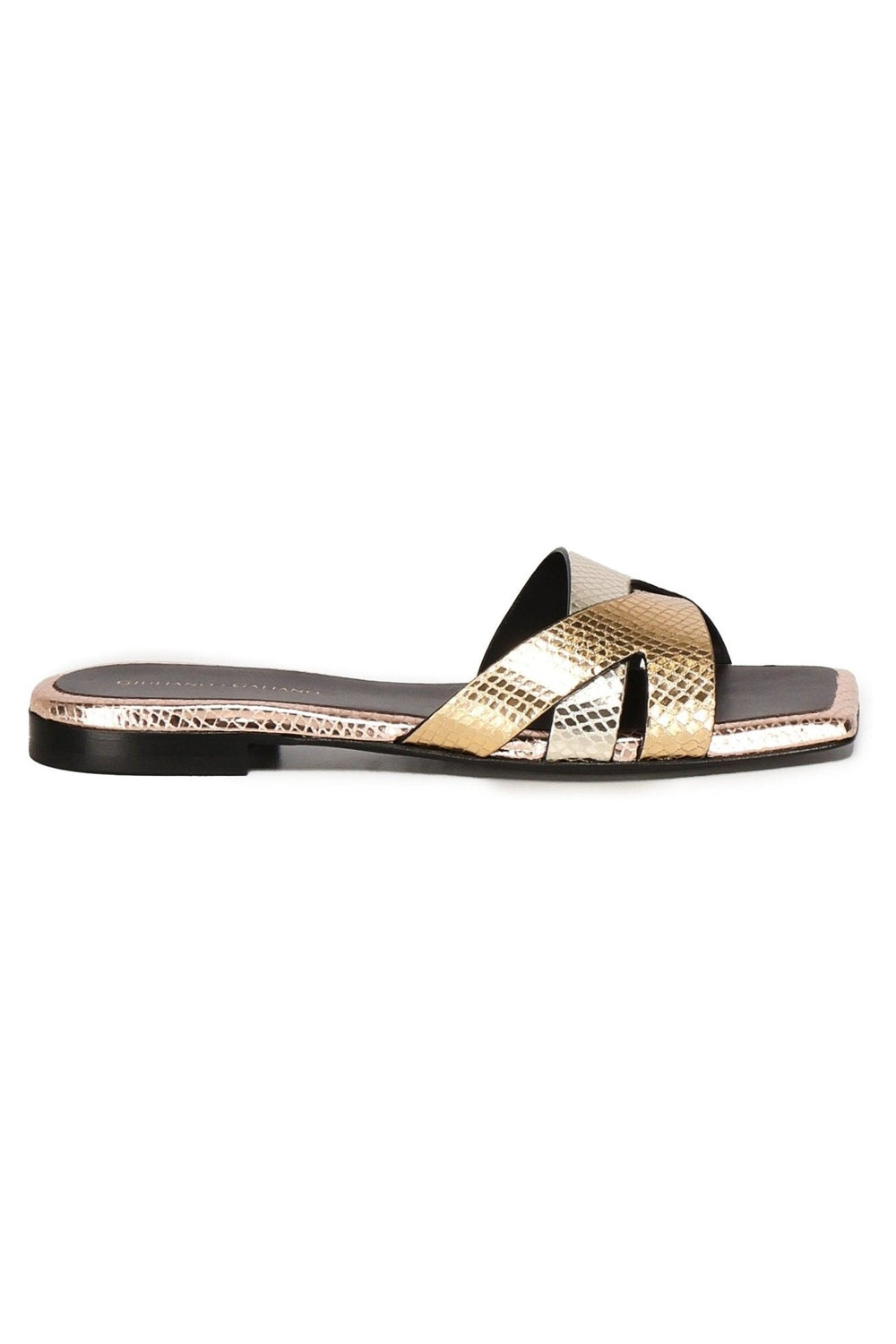 Miryam Flat Sandals | Platinum - Giuliano Galiano | Handcrafted Luxury Sneakers Made In Italy