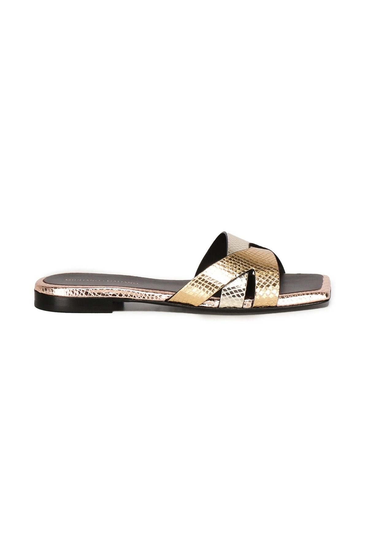 Miryam Flat Sandals | Platinum - Giuliano Galiano | Handcrafted Luxury Sneakers Made In Italy