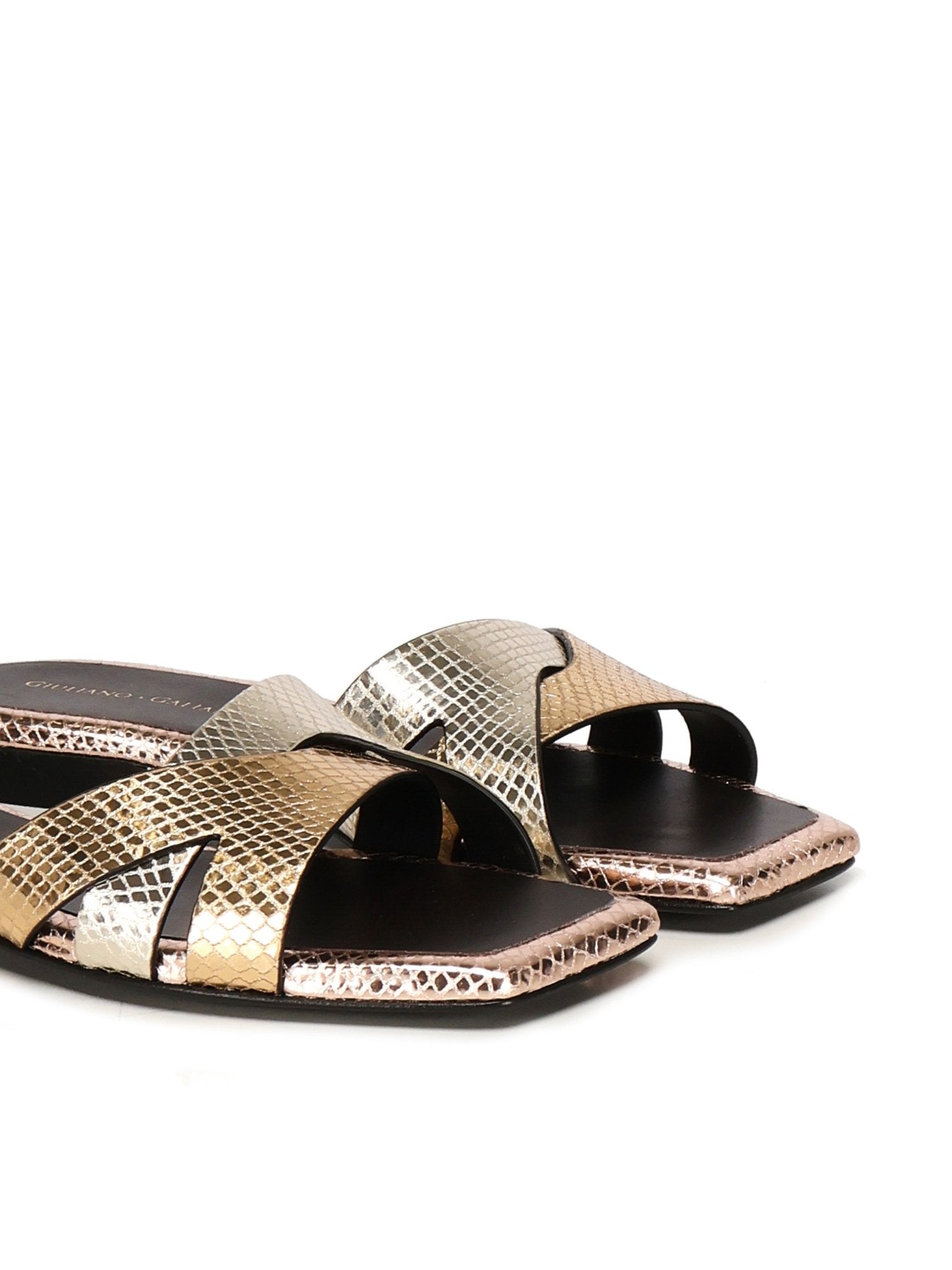 Miryam Flat Sandals | Platinum - Giuliano Galiano | Handcrafted Luxury Sneakers Made In Italy