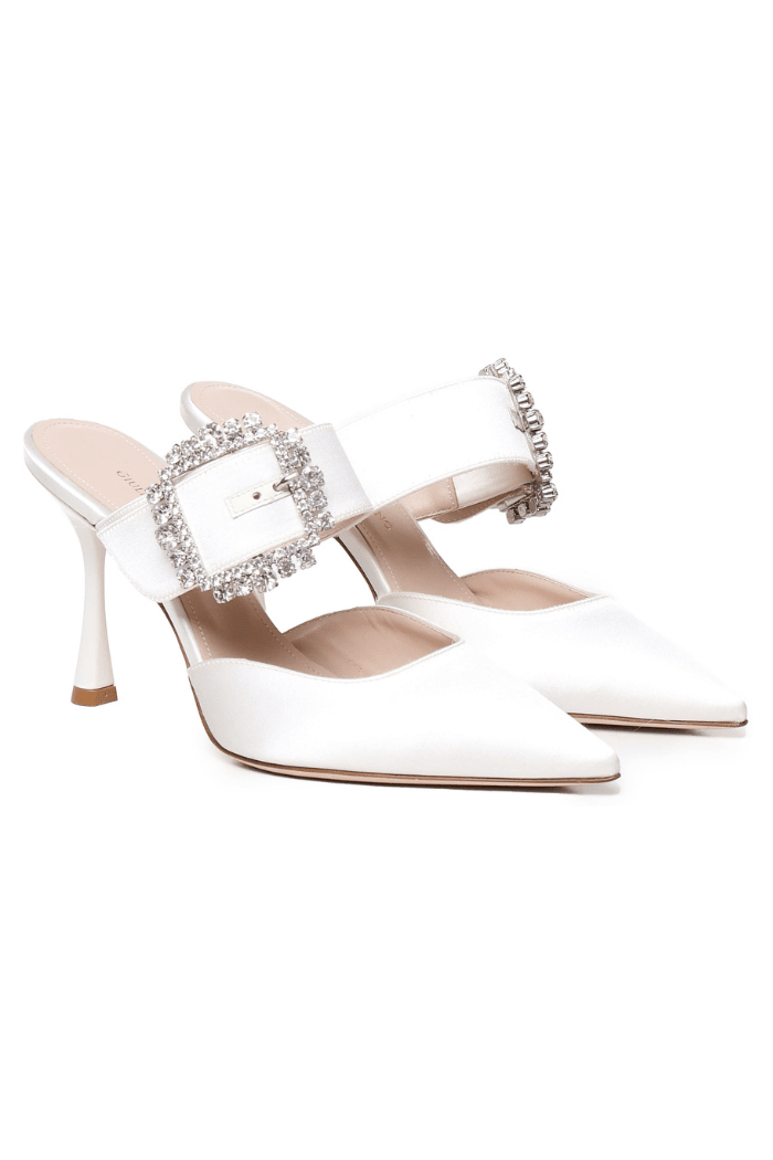 Mules Alena | White - Giuliano Galiano | Handcrafted Luxury Sneakers Made In Italy