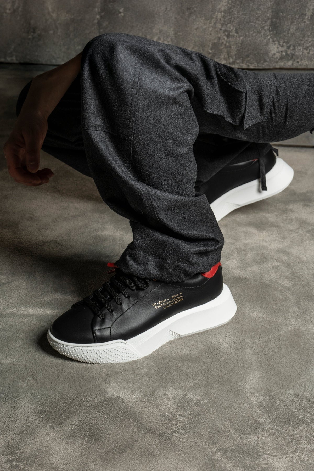 Nemesis Black | Red Leather - Giuliano Galiano | Handcrafted Luxury Sneakers Made In Italy