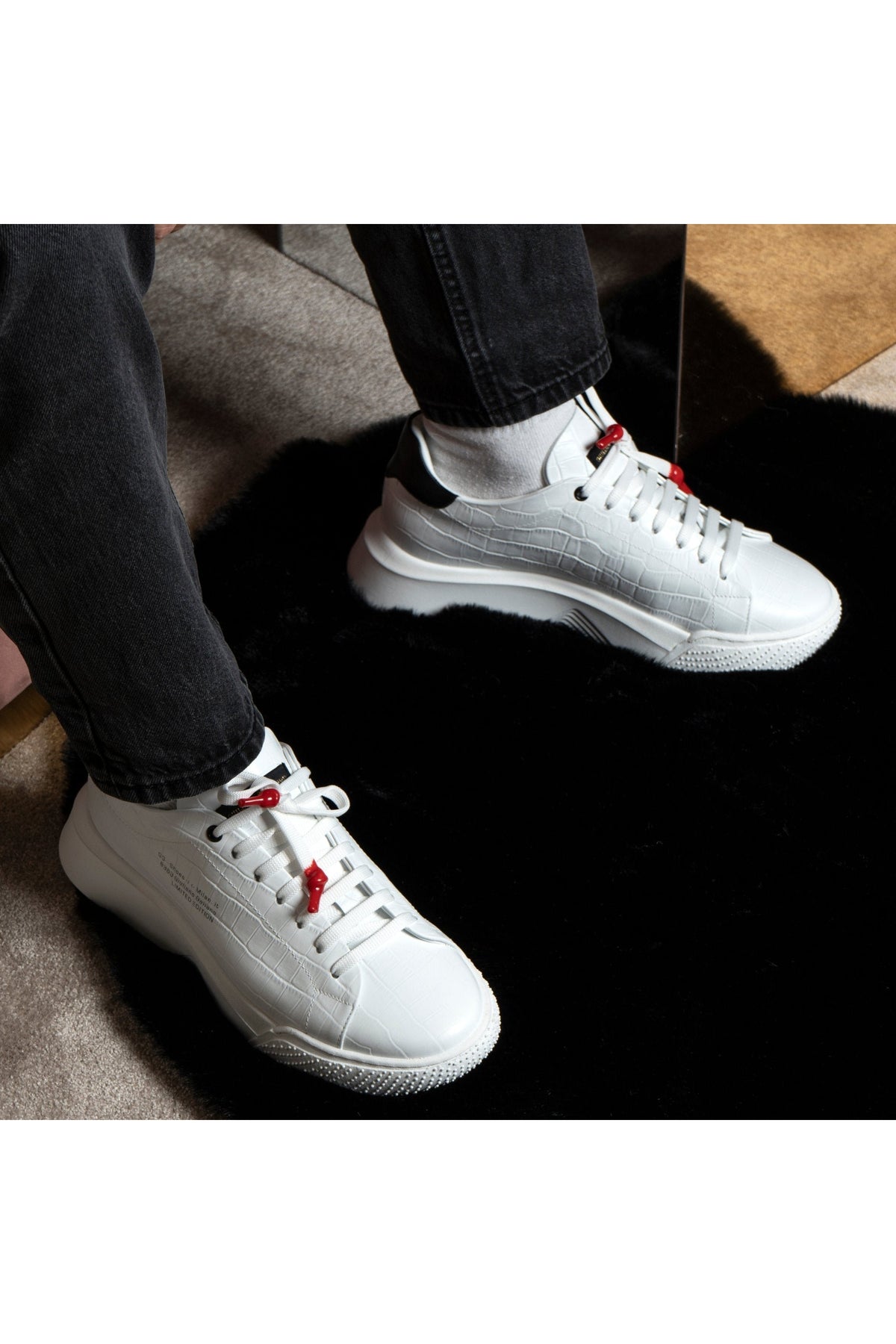Nemesis White | Croc | Black - Giuliano Galiano | Handcrafted Luxury Sneakers Made In Italy