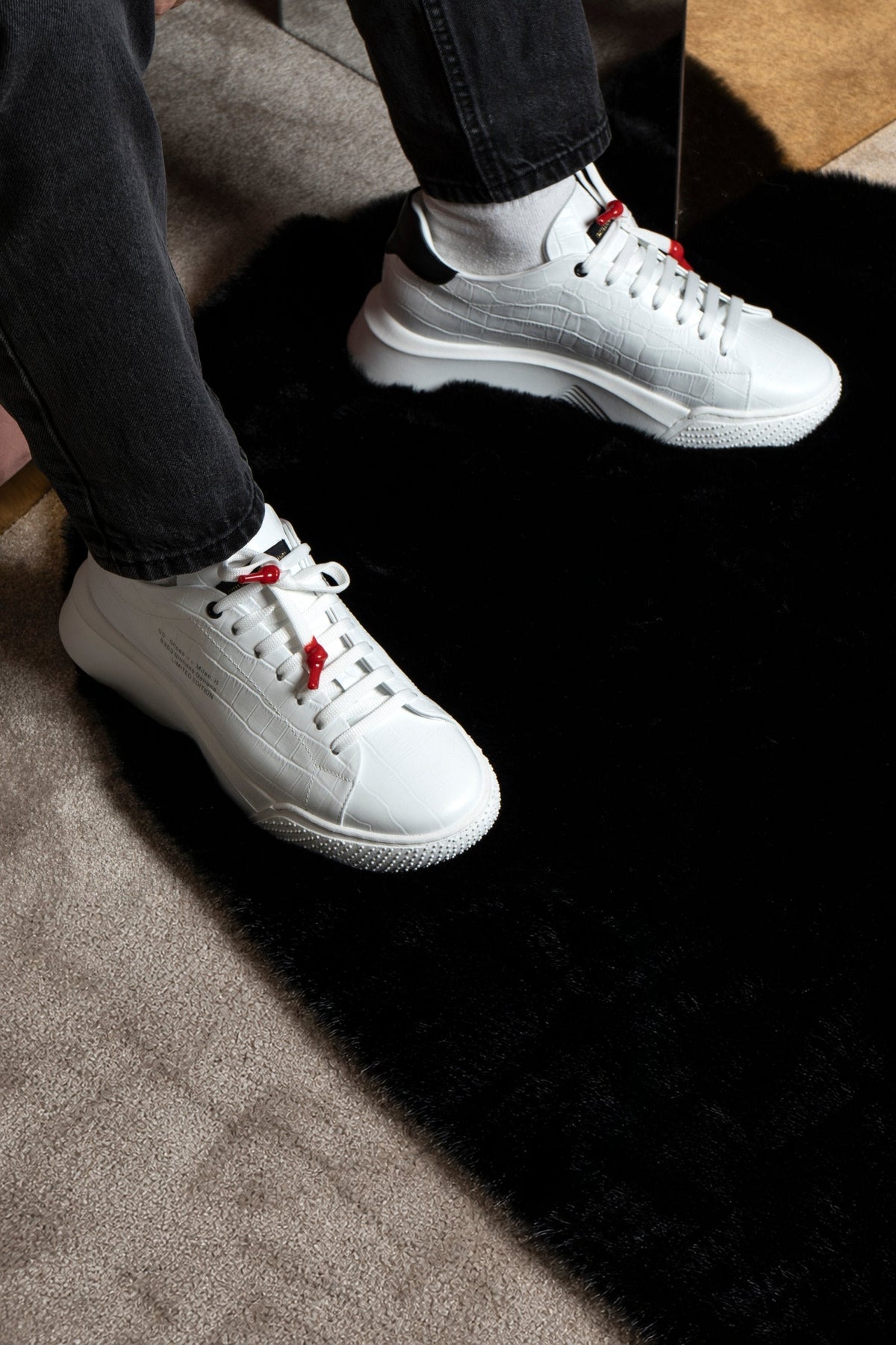 Nemesis White | Croc | Black - Giuliano Galiano | Handcrafted Luxury Sneakers Made In Italy