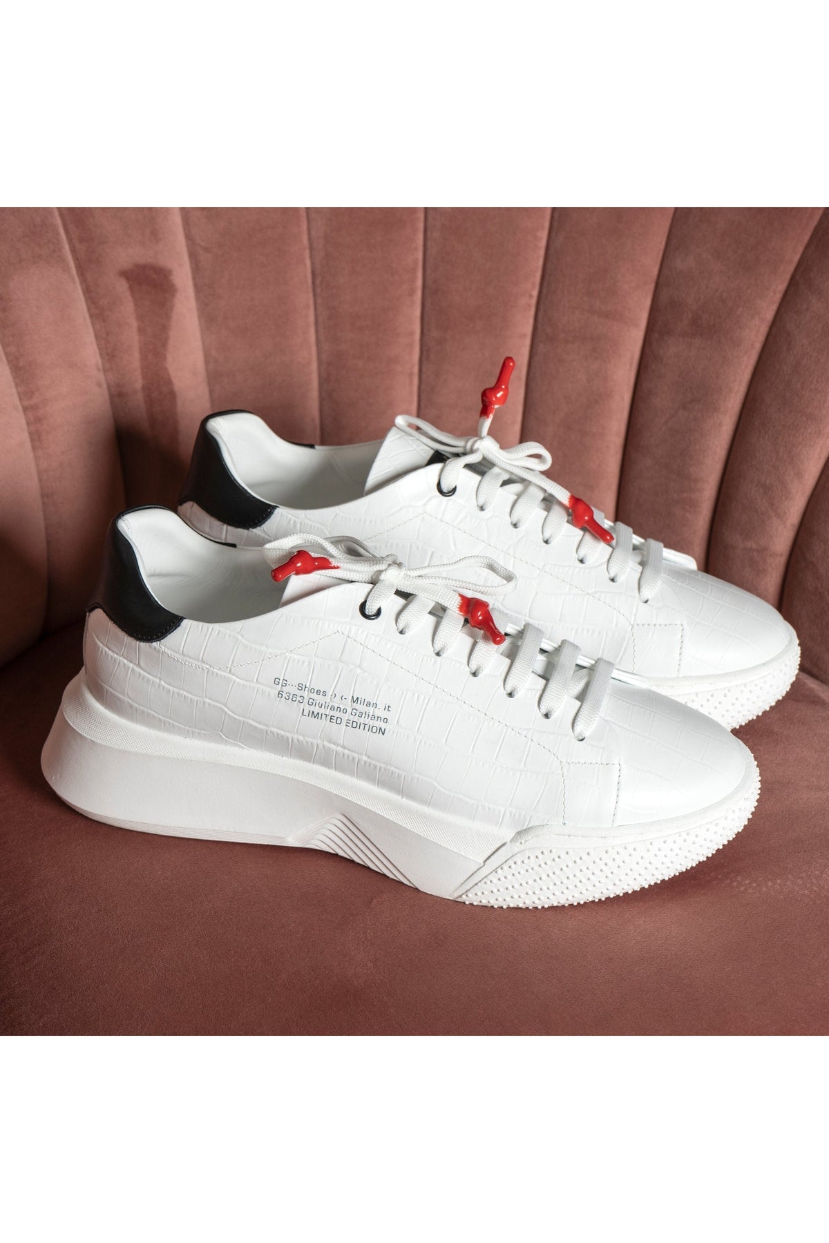 Nemesis White | Croc | Black - Giuliano Galiano | Handcrafted Luxury Sneakers Made In Italy