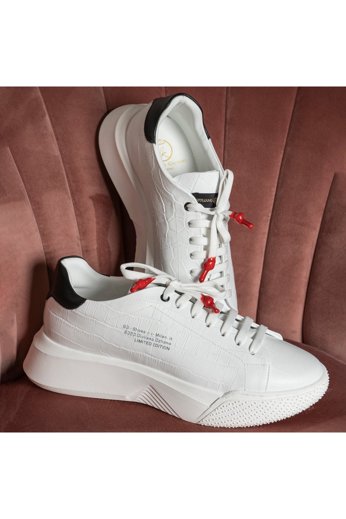 Nemesis White | Croc | Black - Giuliano Galiano | Handcrafted Luxury Sneakers Made In Italy