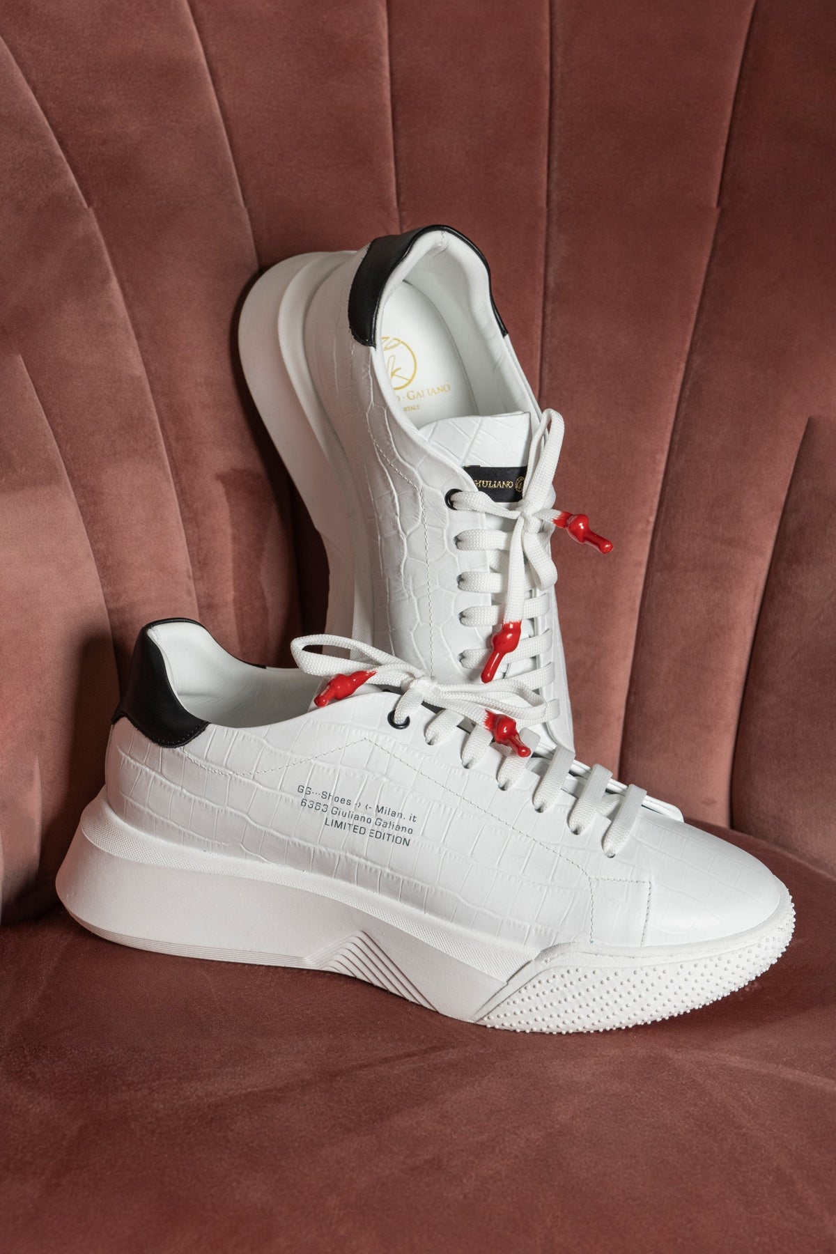 Nemesis White | Croc | Black - Giuliano Galiano | Handcrafted Luxury Sneakers Made In Italy