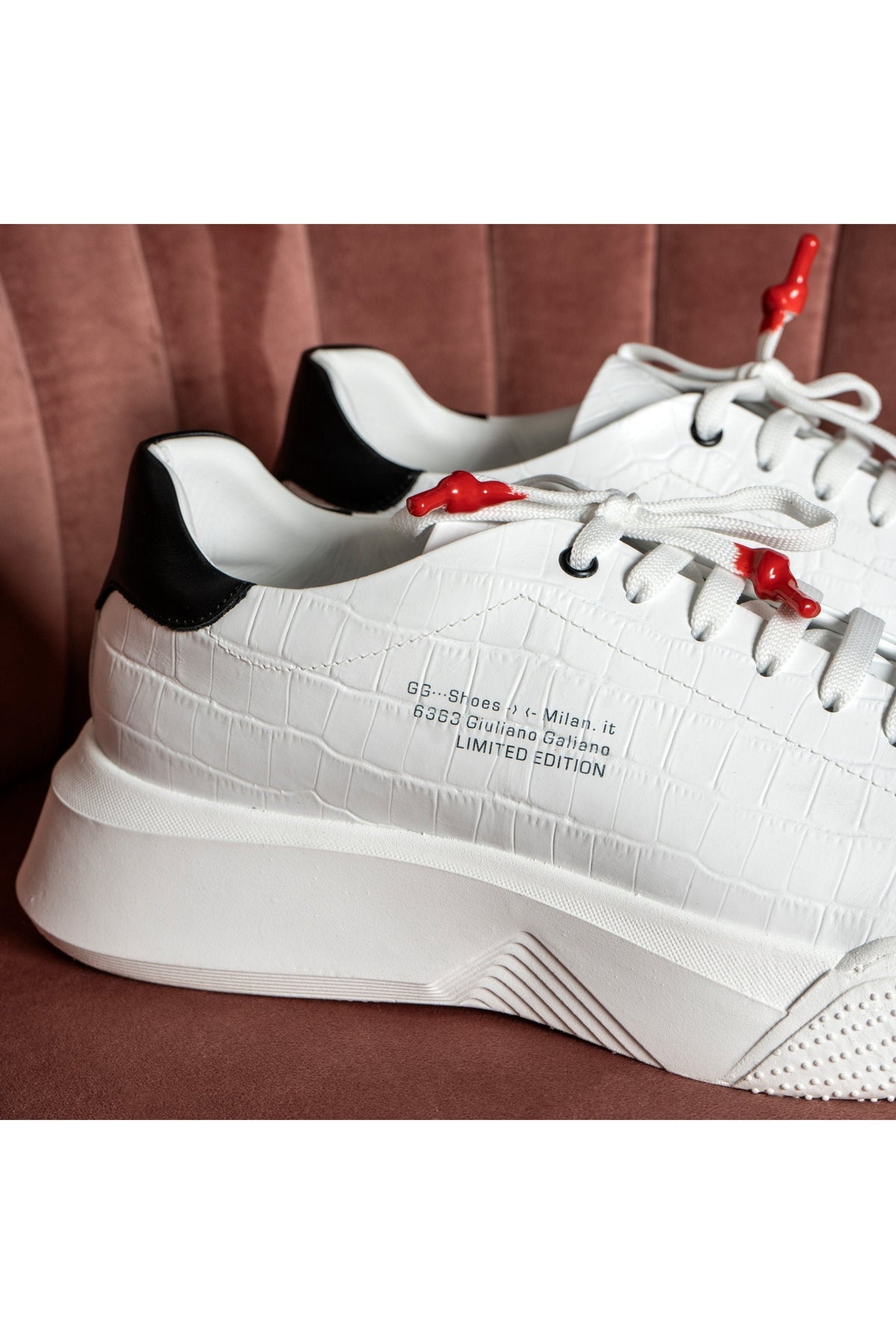 Nemesis White | Croc | Black - Giuliano Galiano | Handcrafted Luxury Sneakers Made In Italy