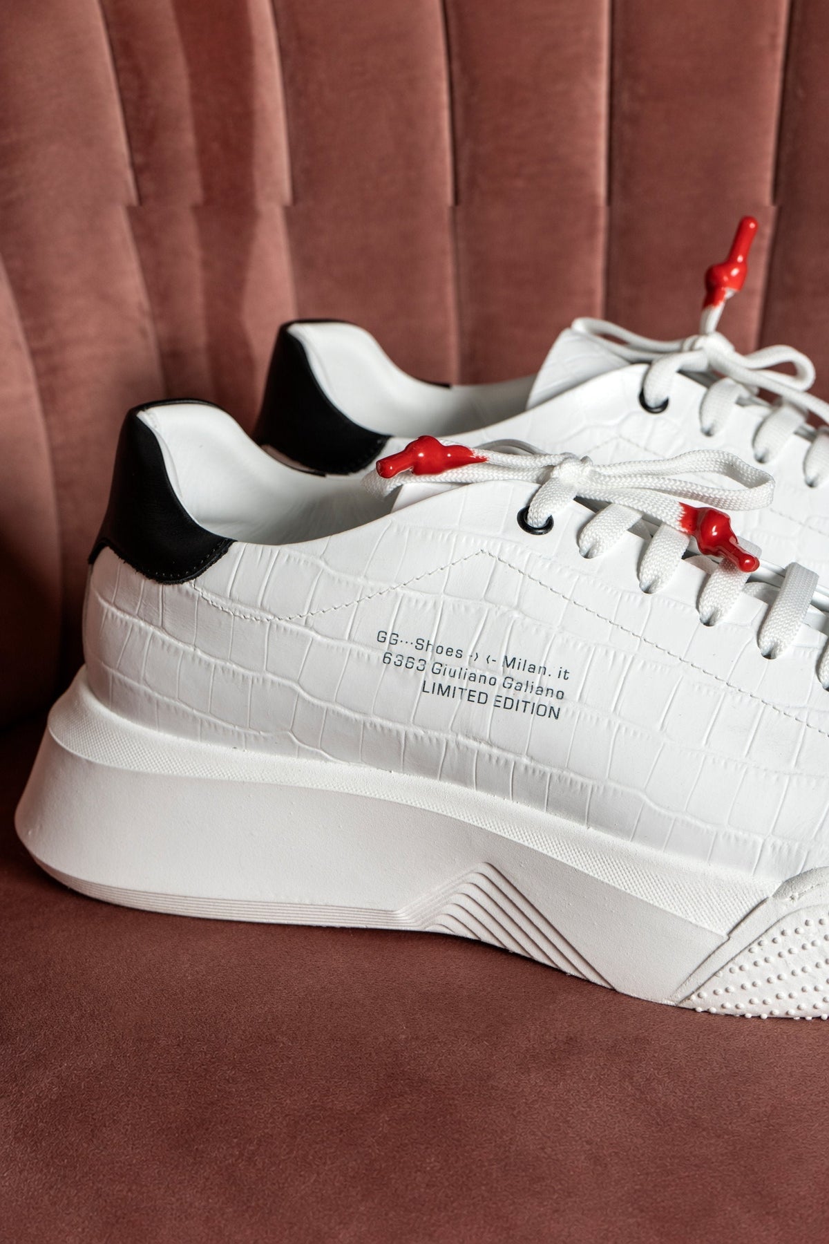 Nemesis White | Croc | Black - Giuliano Galiano | Handcrafted Luxury Sneakers Made In Italy