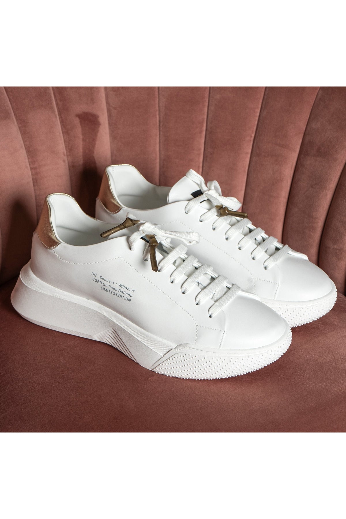 Nemesis White | Gold | Nappa - Giuliano Galiano | Handcrafted Luxury Sneakers Made In Italy