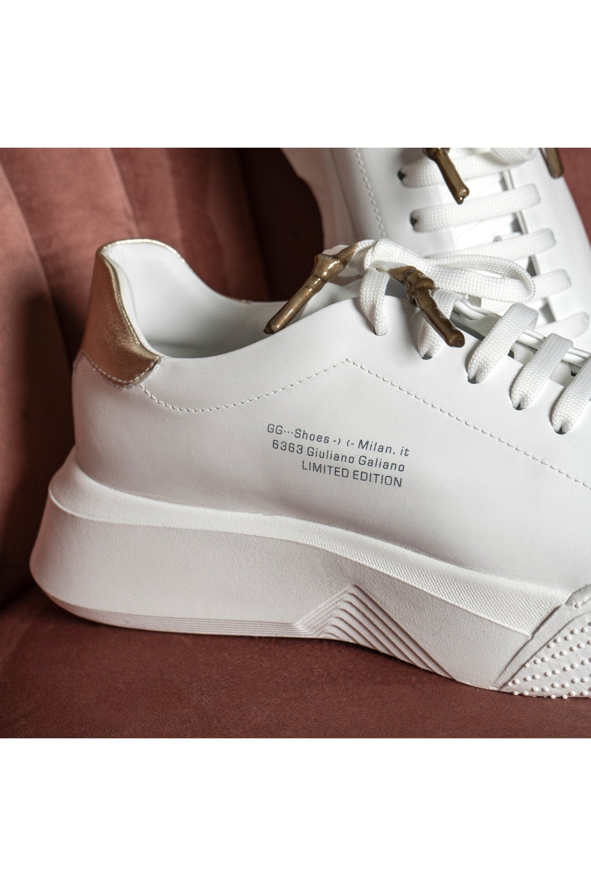 Nemesis White | Gold | Nappa - Giuliano Galiano | Handcrafted Luxury Sneakers Made In Italy