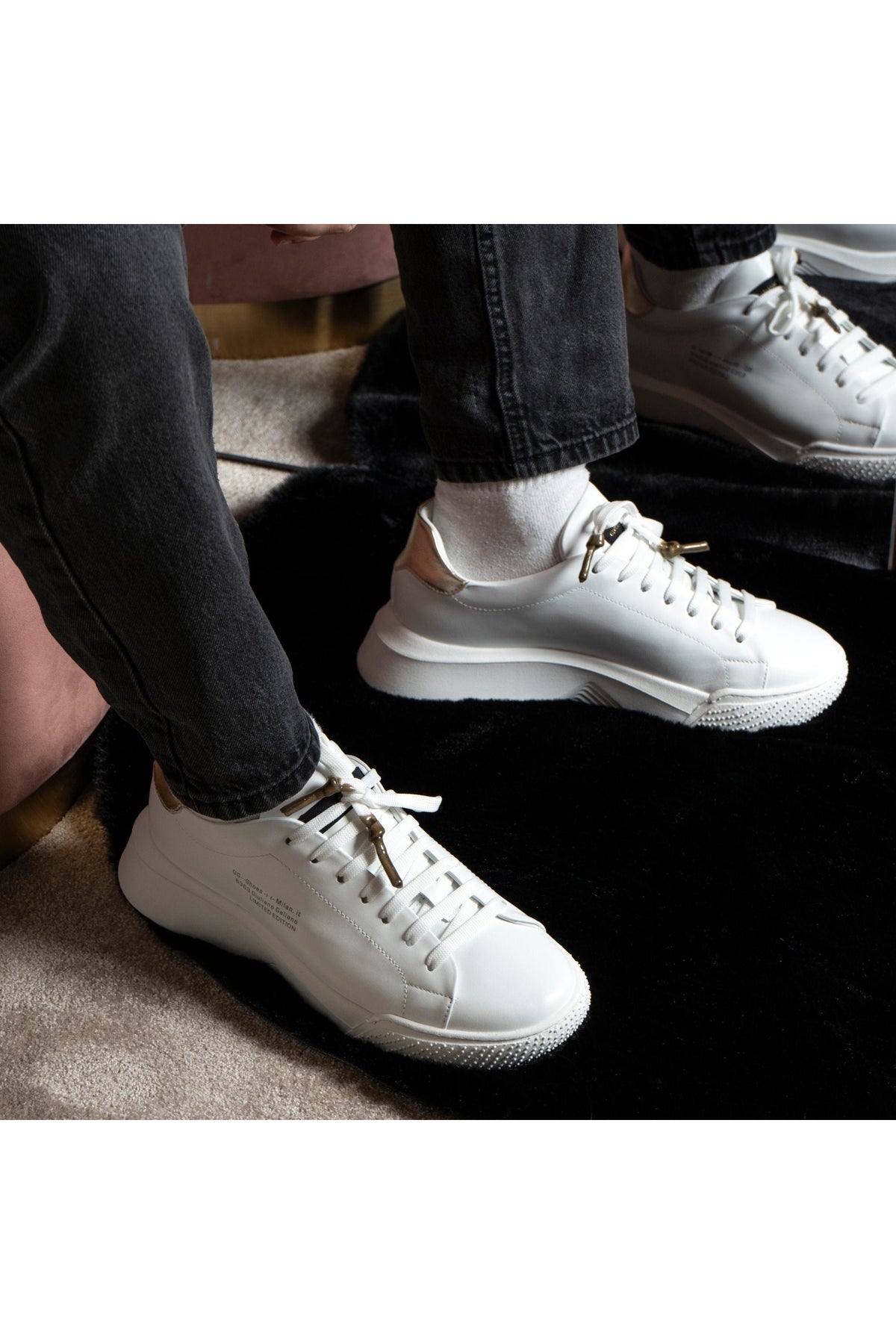 Nemesis White | Gold | Nappa - Giuliano Galiano | Handcrafted Luxury Sneakers Made In Italy