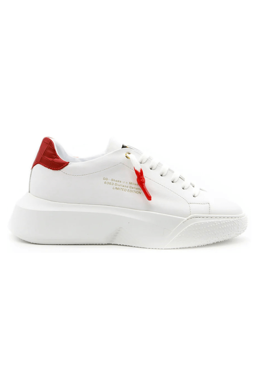 Nemesis White | Red Leather | Woman - Giuliano Galiano | Handcrafted Luxury Sneakers Made In Italy