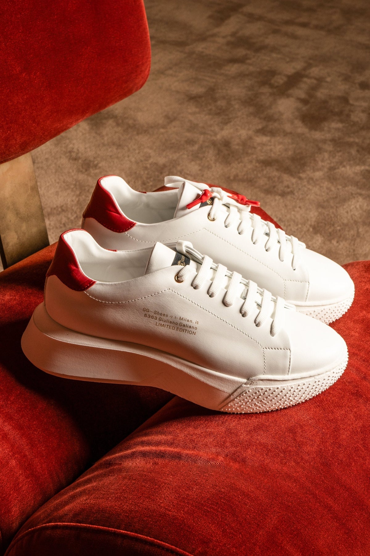 Nemesis White | Red | Limited for Ozuna - Giuliano Galiano | Handcrafted Luxury Sneakers Made In Italy