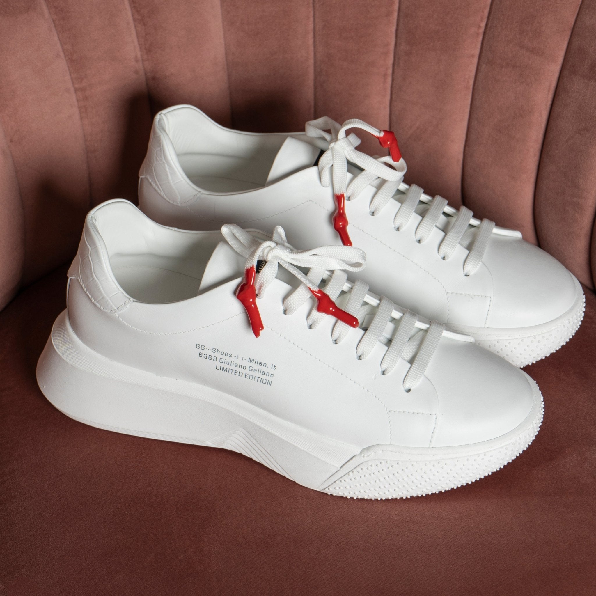 Nemesis White | Red | Limited for Ozuna - Giuliano Galiano | Handcrafted Luxury Sneakers Made In Italy