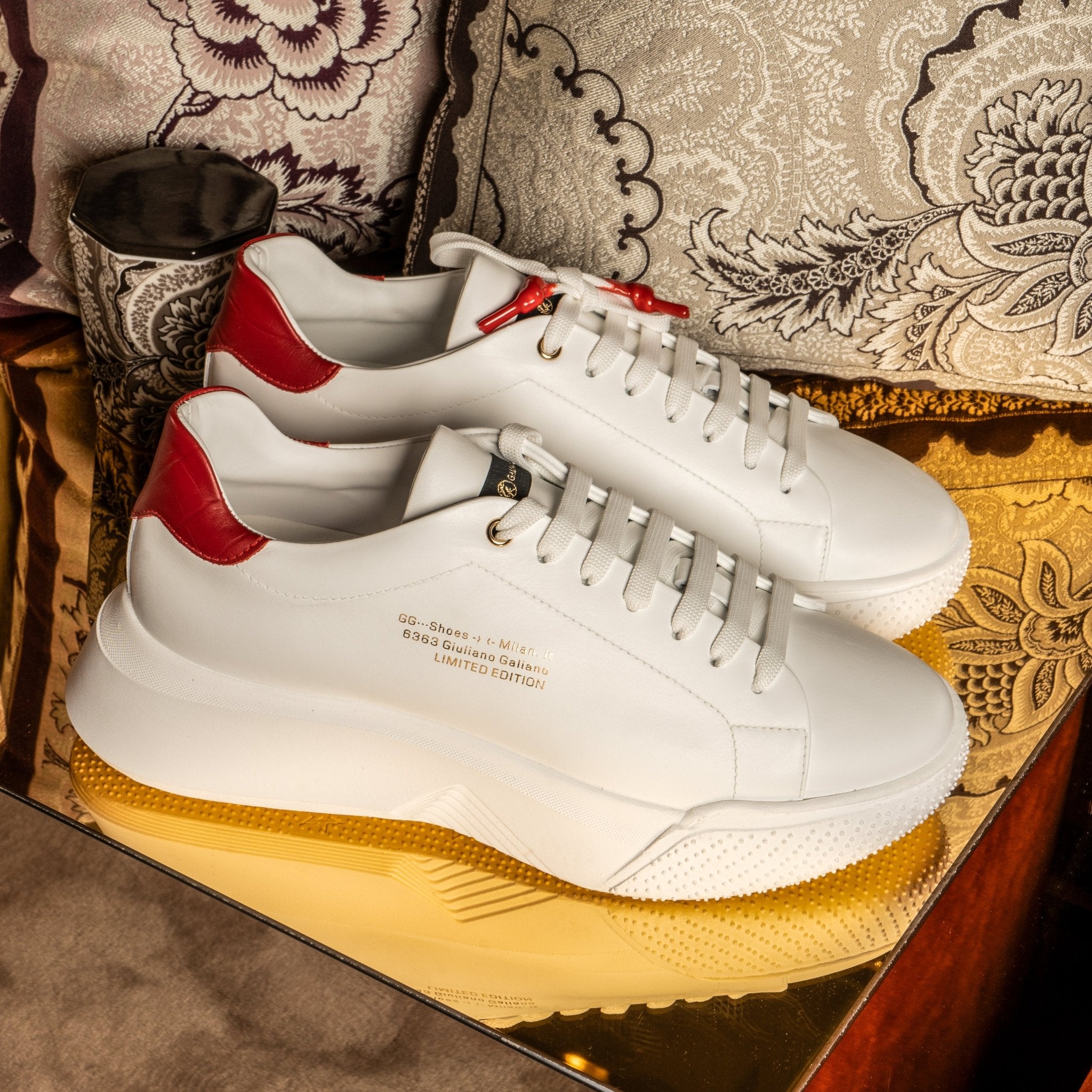 Nemesis White | Red | Limited for Ozuna - Giuliano Galiano | Handcrafted Luxury Sneakers Made In Italy