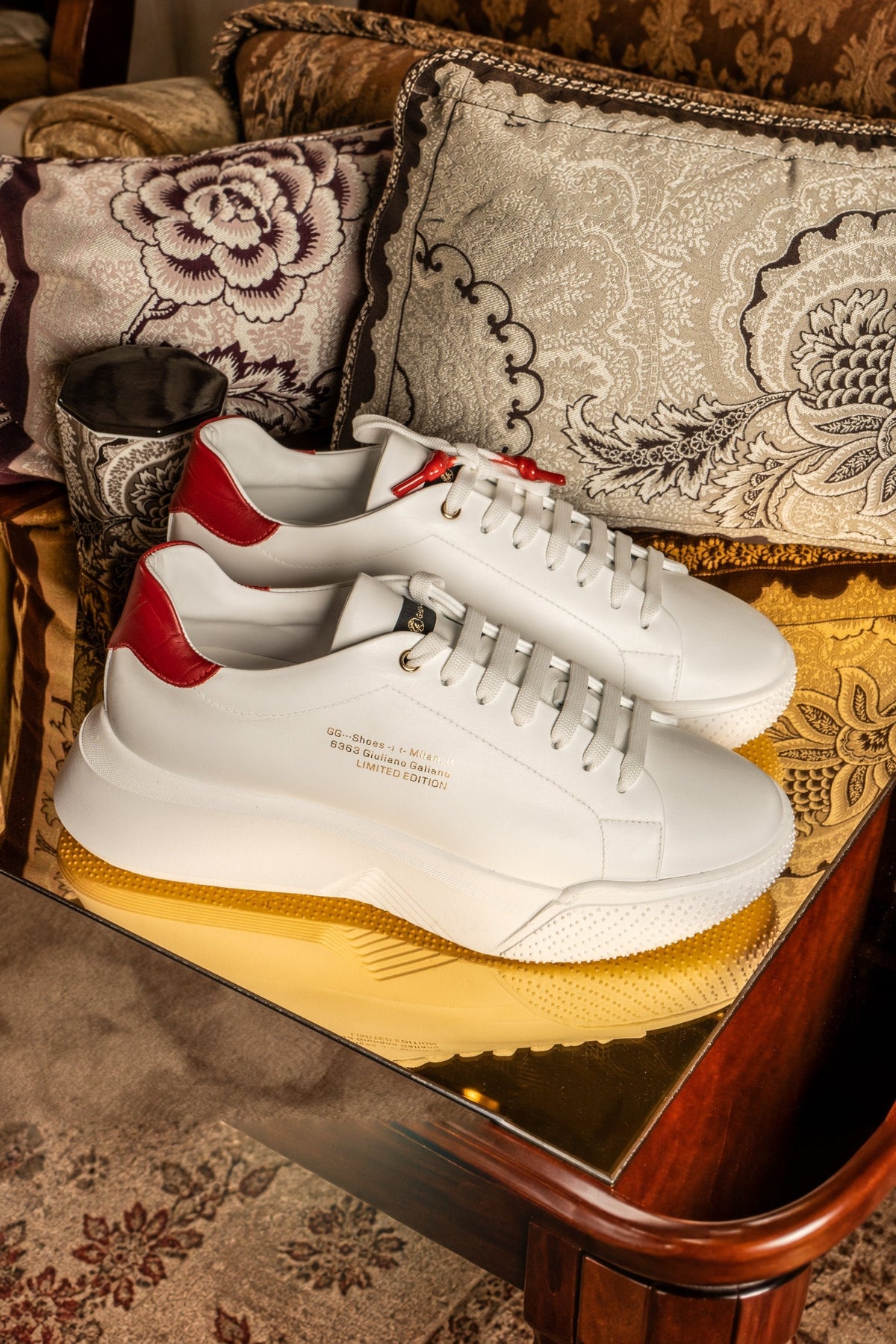 Nemesis White | Red | Limited for Ozuna - Giuliano Galiano | Handcrafted Luxury Sneakers Made In Italy