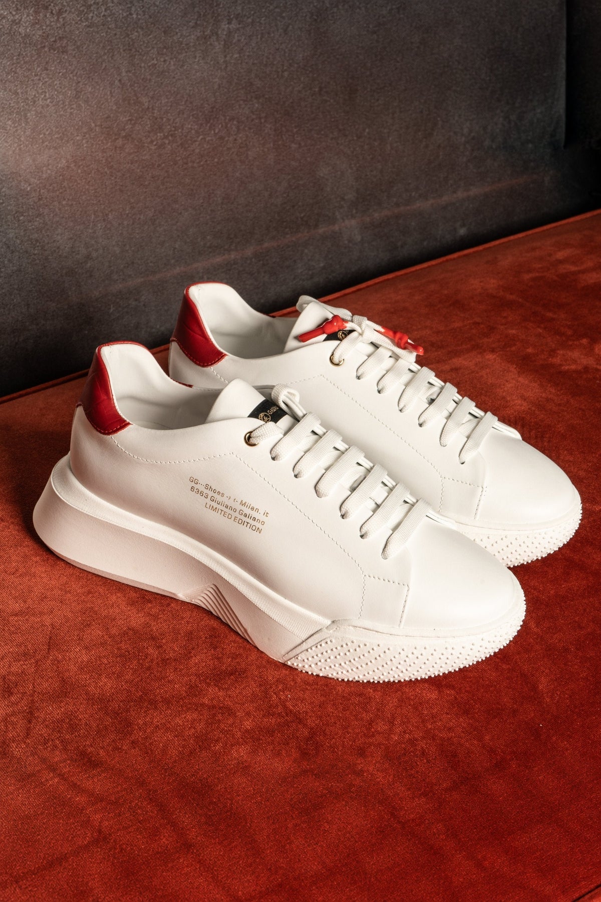 Nemesis White | Red | Limited for Ozuna - Giuliano Galiano | Handcrafted Luxury Sneakers Made In Italy