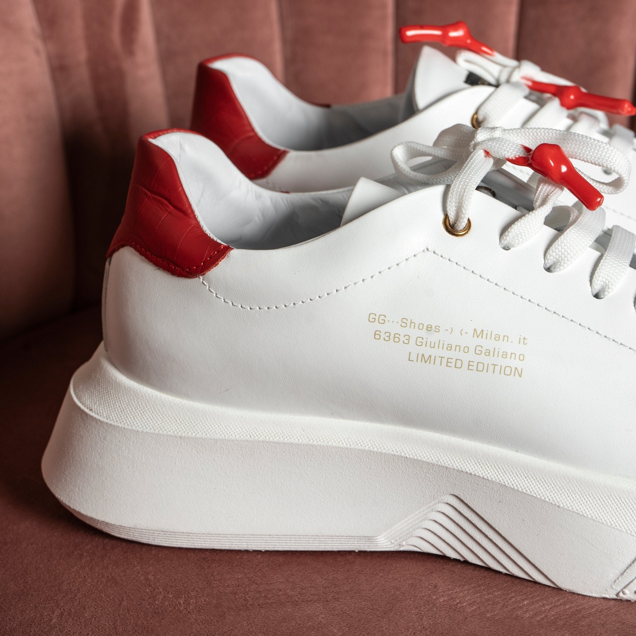 Nemesis White | Red | Limited for Ozuna - Giuliano Galiano | Handcrafted Luxury Sneakers Made In Italy
