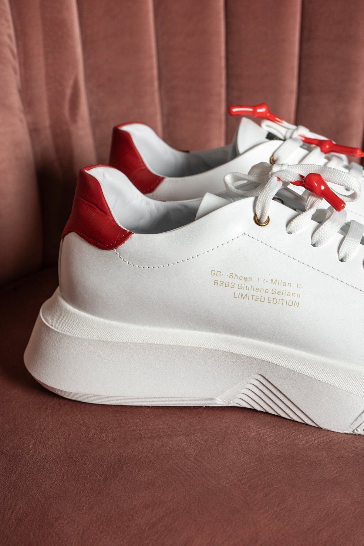 Nemesis White | Red | Limited for Ozuna - Giuliano Galiano | Handcrafted Luxury Sneakers Made In Italy