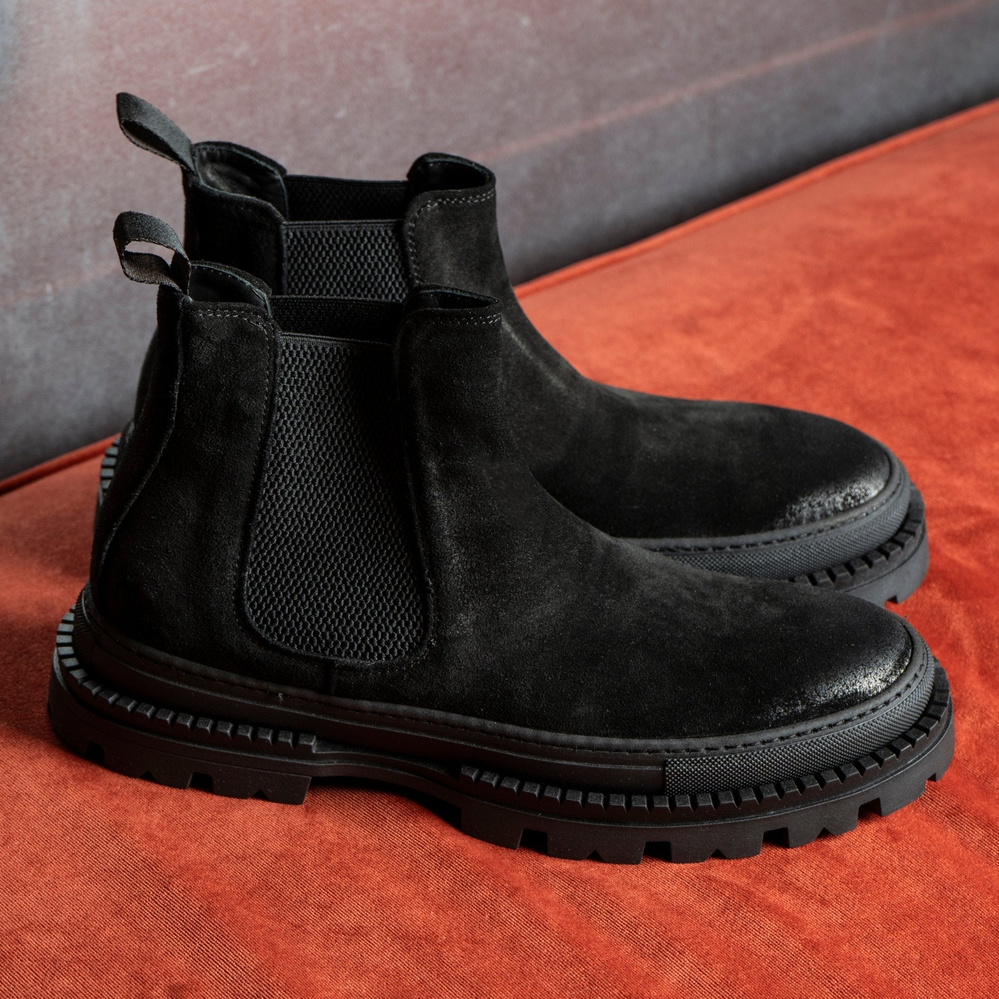 Sergio Leather Boots | Black | In Suede - Giuliano Galiano | Handcrafted Luxury Sneakers Made In Italy